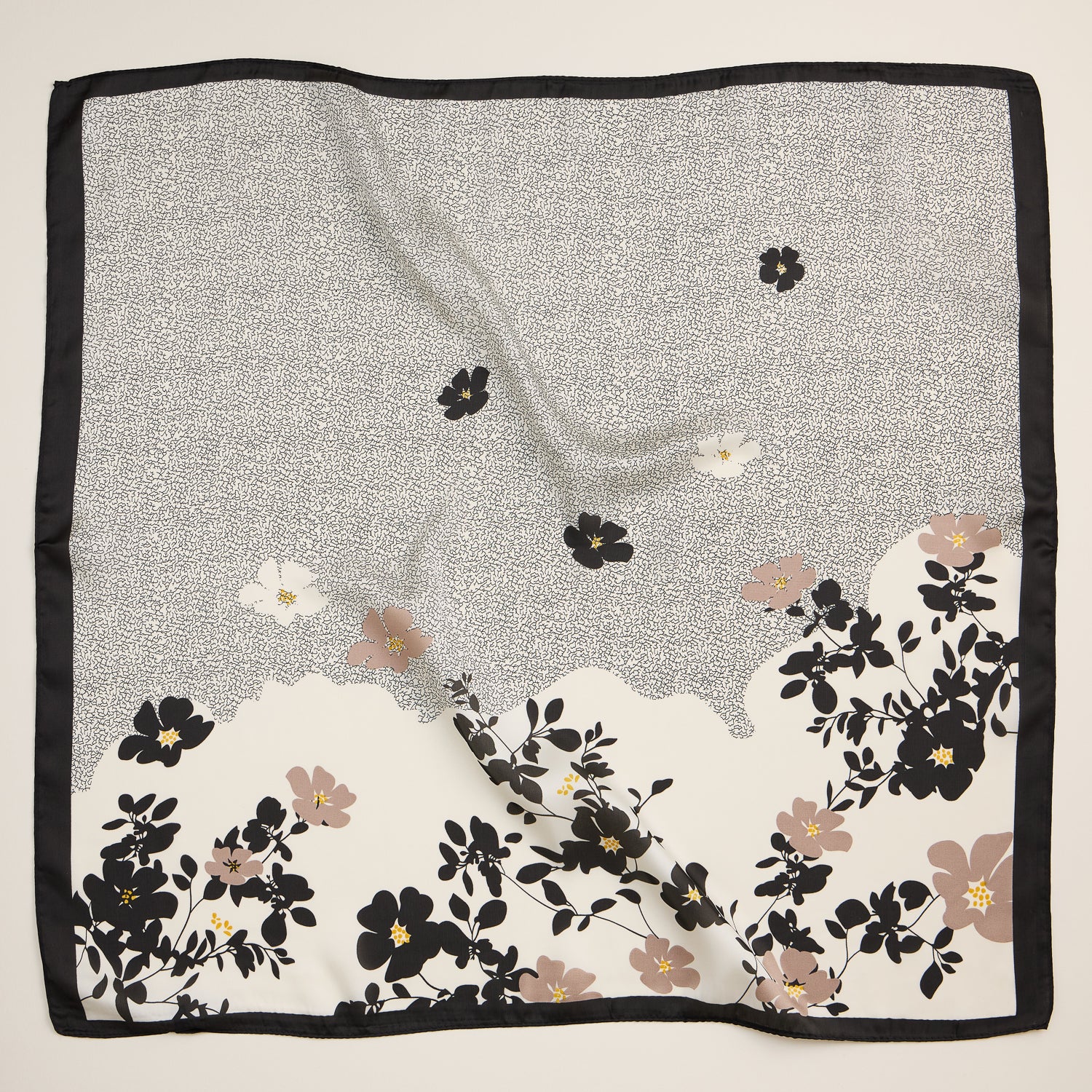 Minimalist Floral Silk Scarf – Chic Square Accessory with Silk Texture