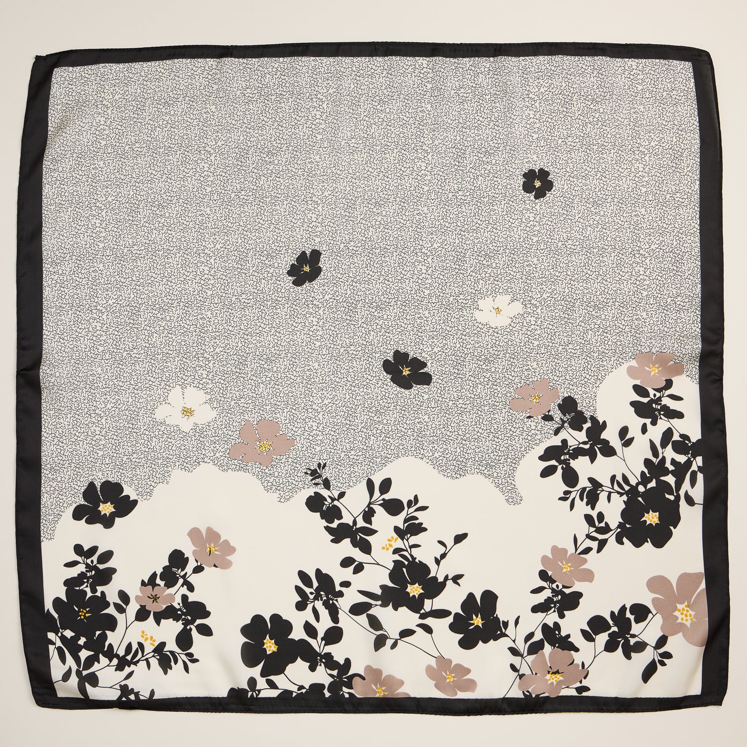 Minimalist Floral Silk Scarf – Chic Square Accessory with Silk Texture