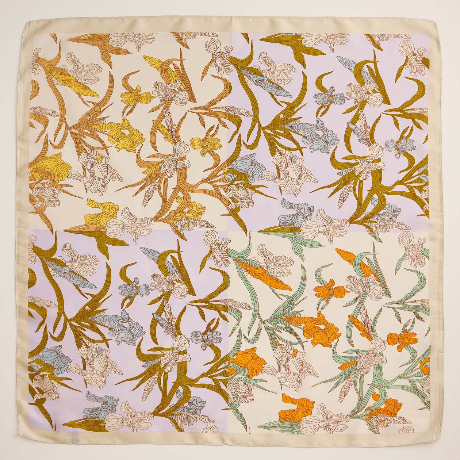 Floral Print Square Scarf – Elegant Silk-Feel Lightweight Scarf