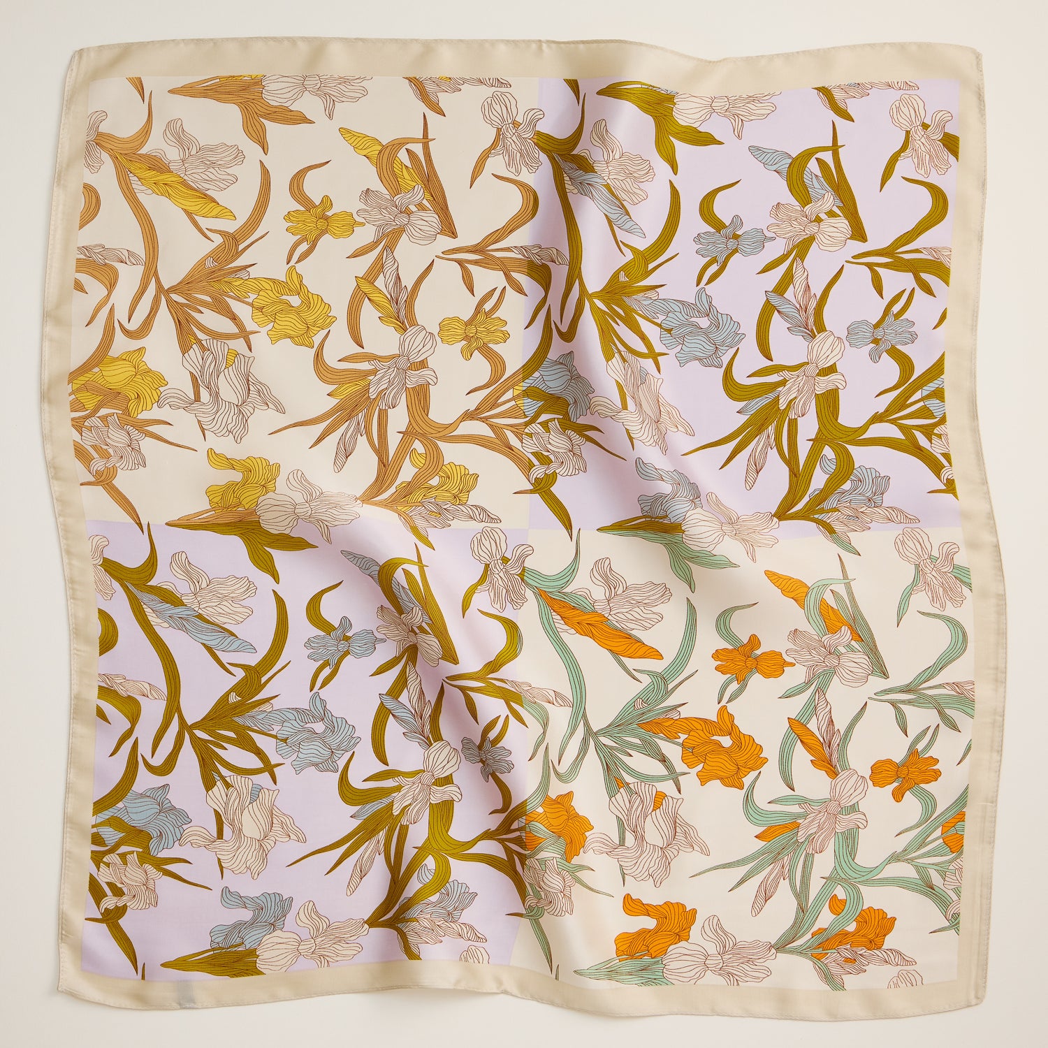 Floral Print Square Scarf – Elegant Silk-Feel Lightweight Scarf
