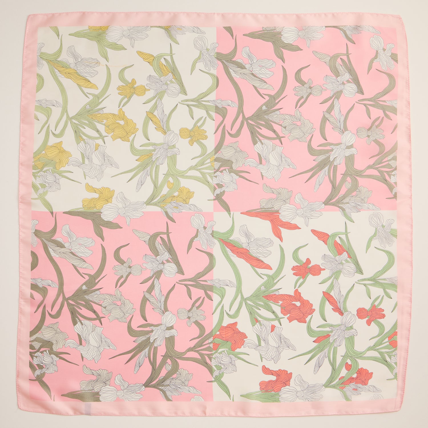 Elegant Floral Square Scarf – Lightweight Silk-Feel Fashion Accessory