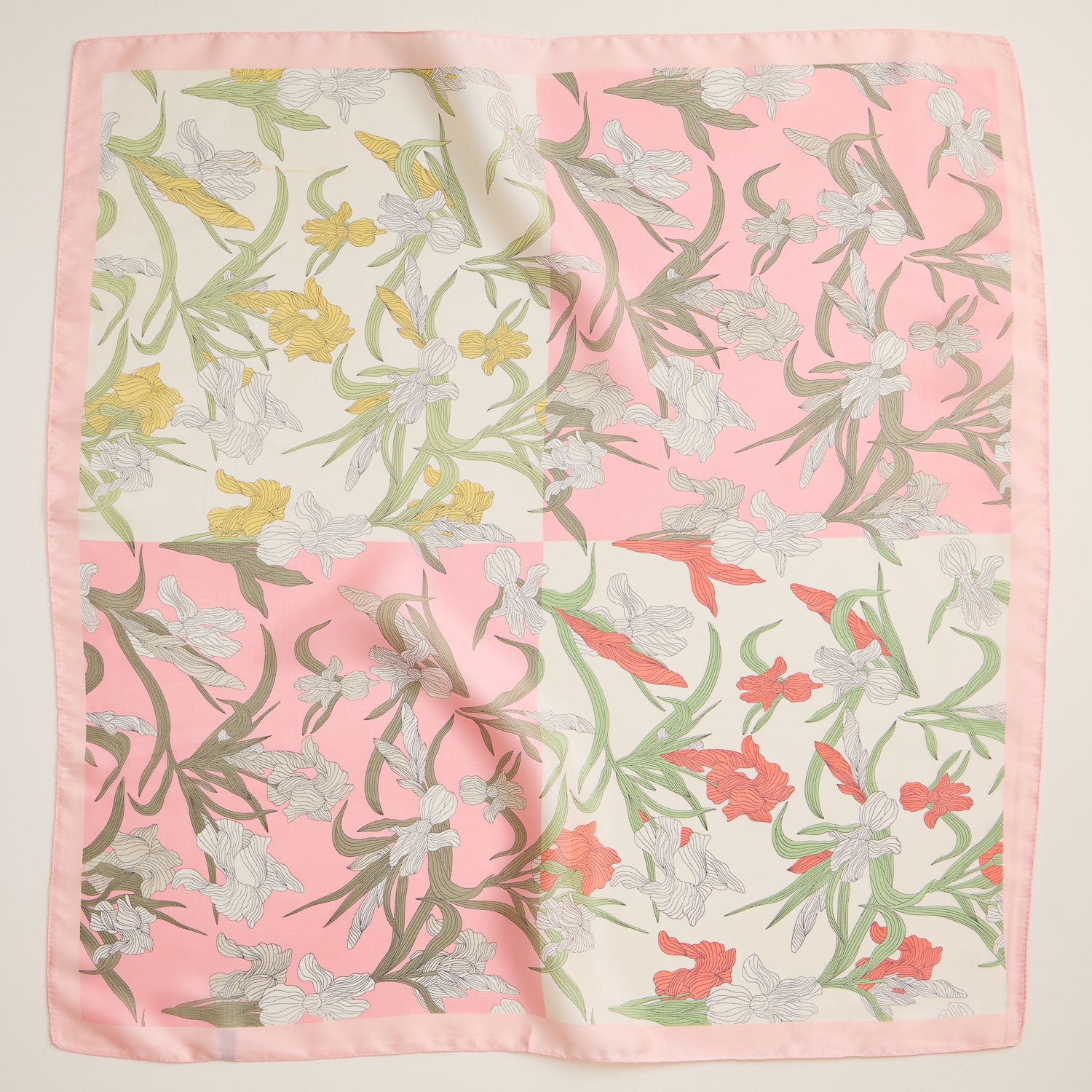 Elegant Floral Square Scarf – Lightweight Silk-Feel Fashion Accessory