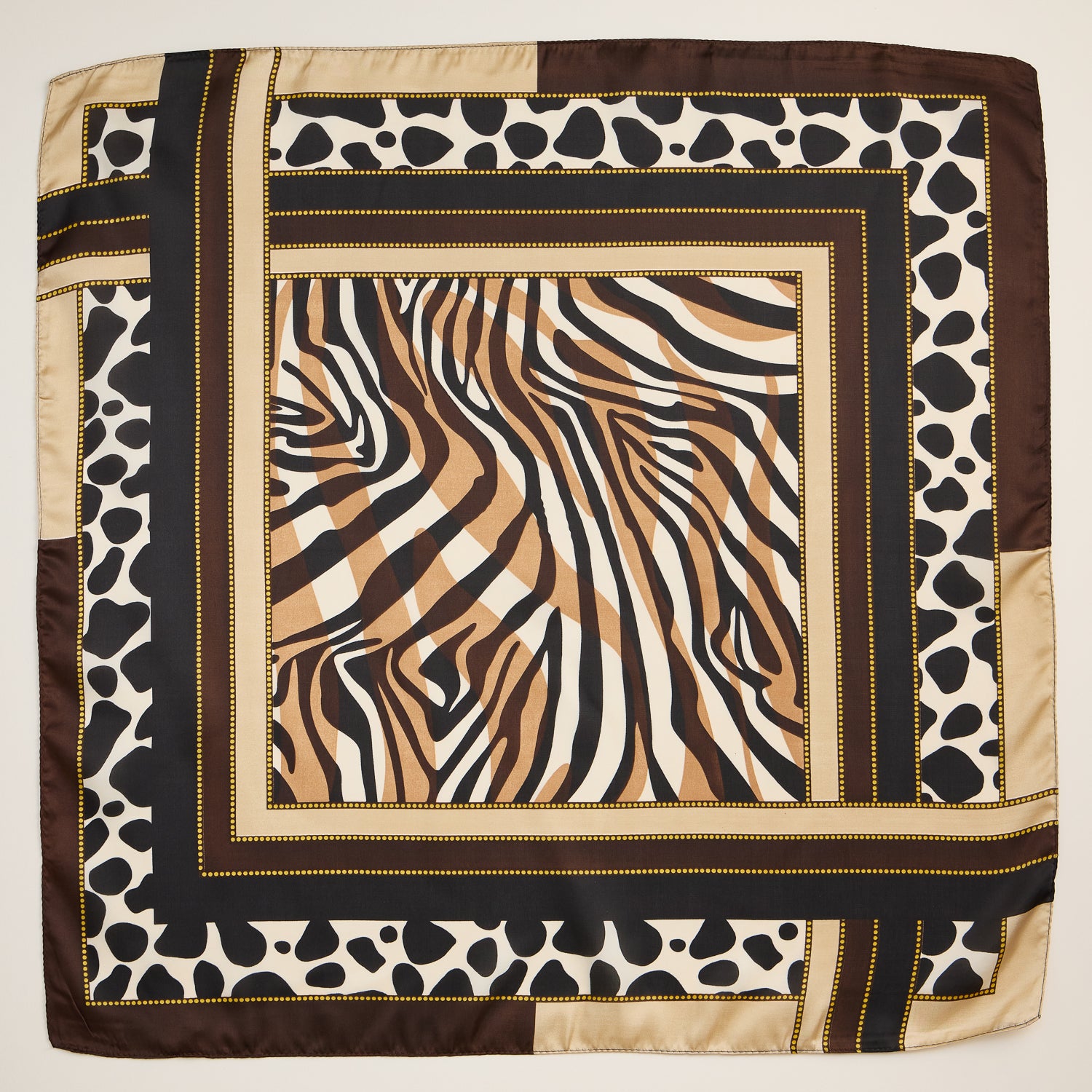 Animal Print Square Scarf – Bold Zebra & Leopard Silk-Feel Scarf