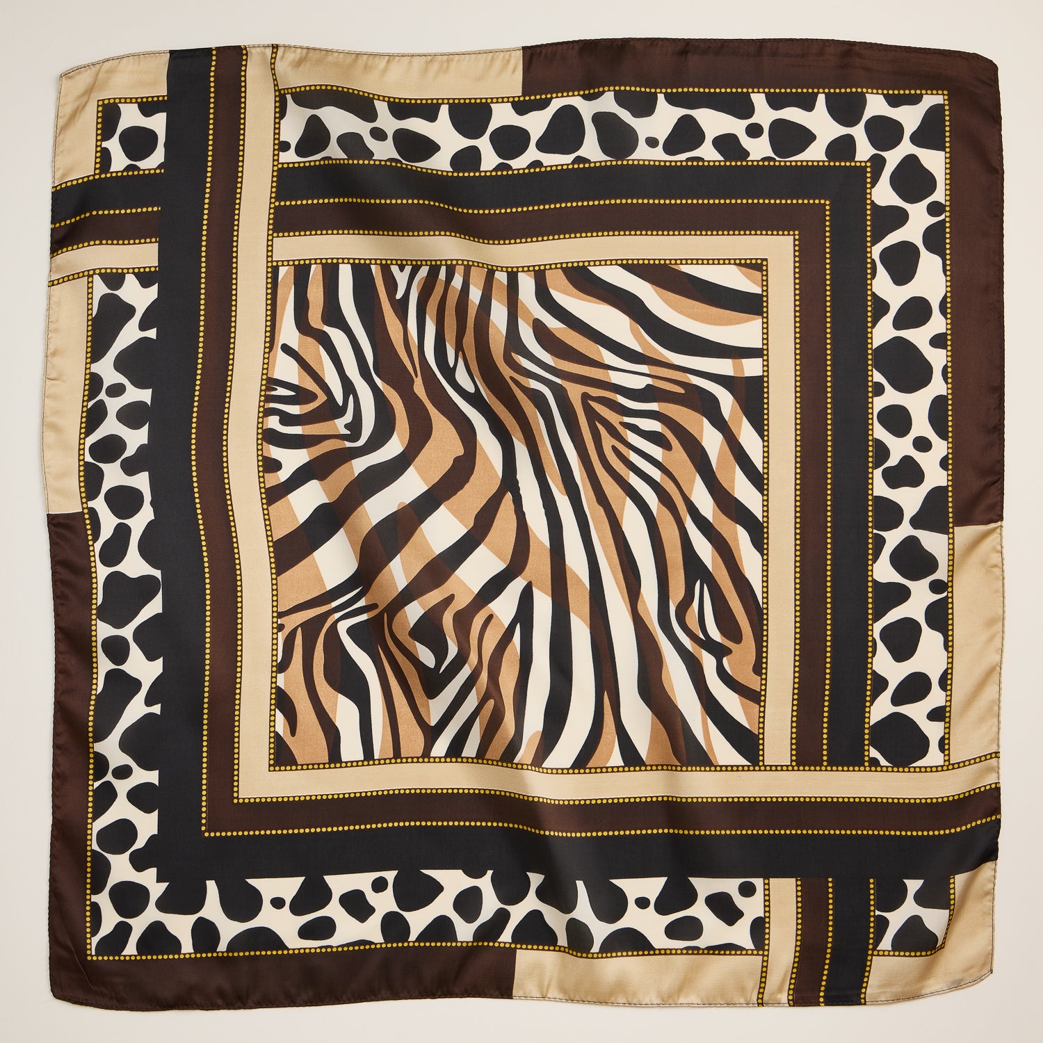 Animal Print Square Scarf – Bold Zebra & Leopard Silk-Feel Scarf