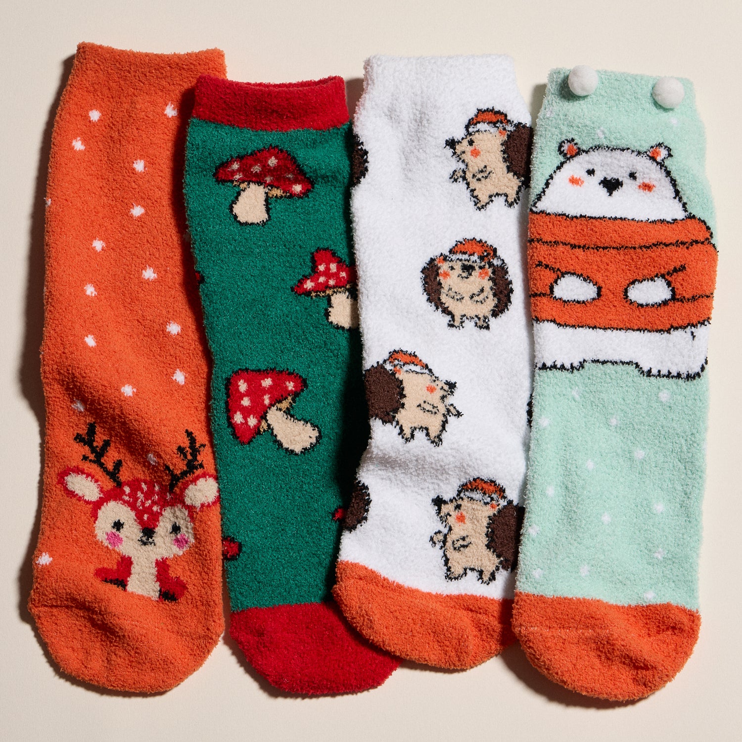 Winter Woodland Animal Fuzzy Sock Gift Collection