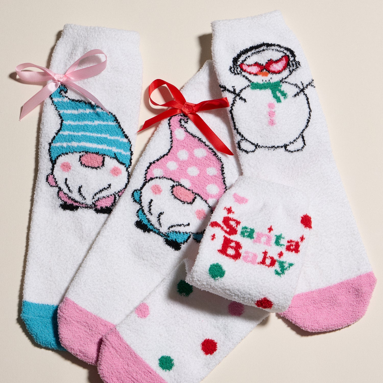 Festive Winter Sock Duo with Snowman and Gnome Motifs