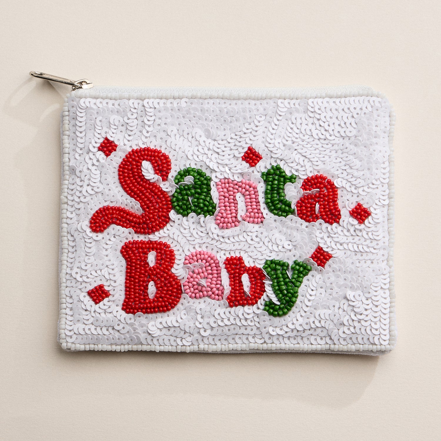 Hand-Beaded Santa Baby Holiday Zip Pouch