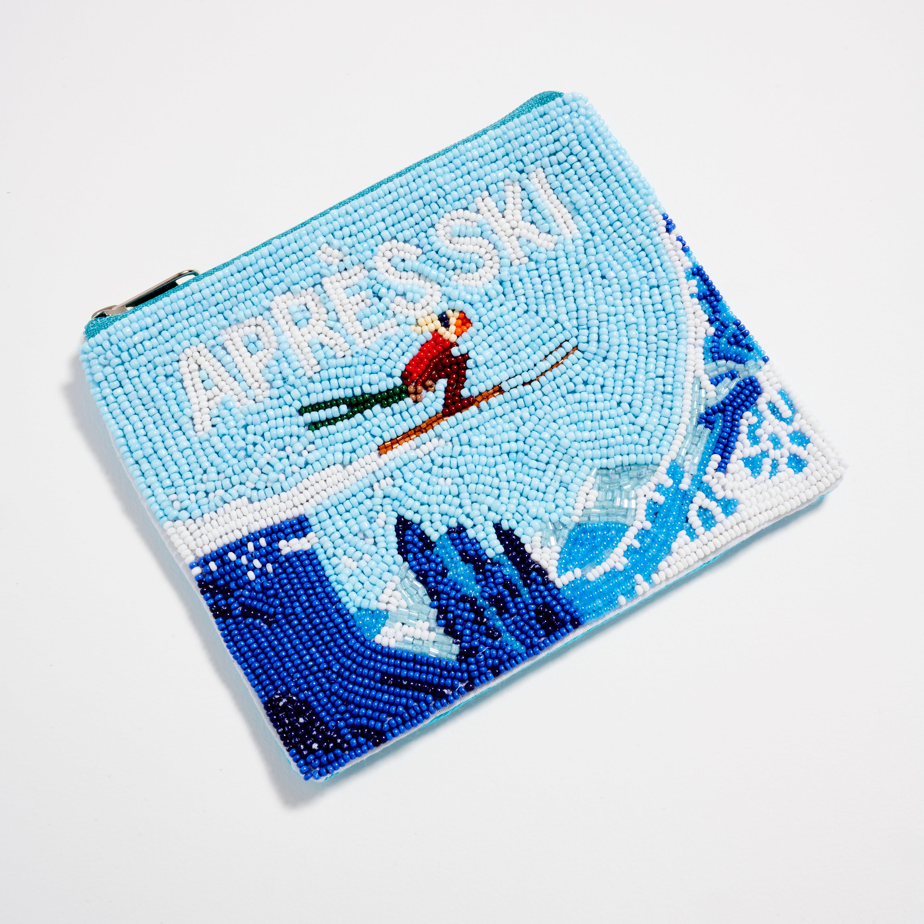 Apres Ski Mountain Zipper Coin Pouch – Winter Ski Beaded Pouch