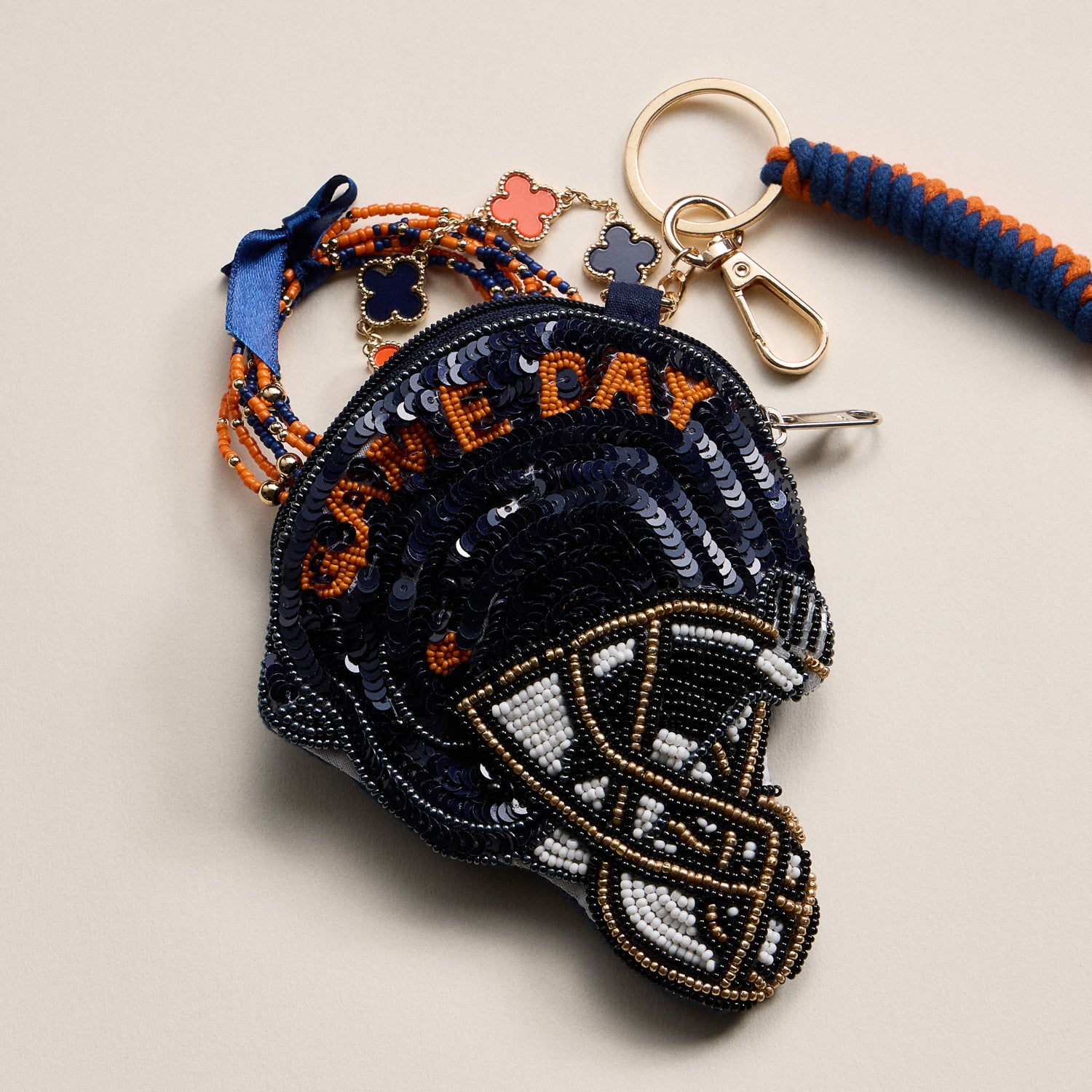Game Day Beaded Helmet Keychain Pouch – Team Colors