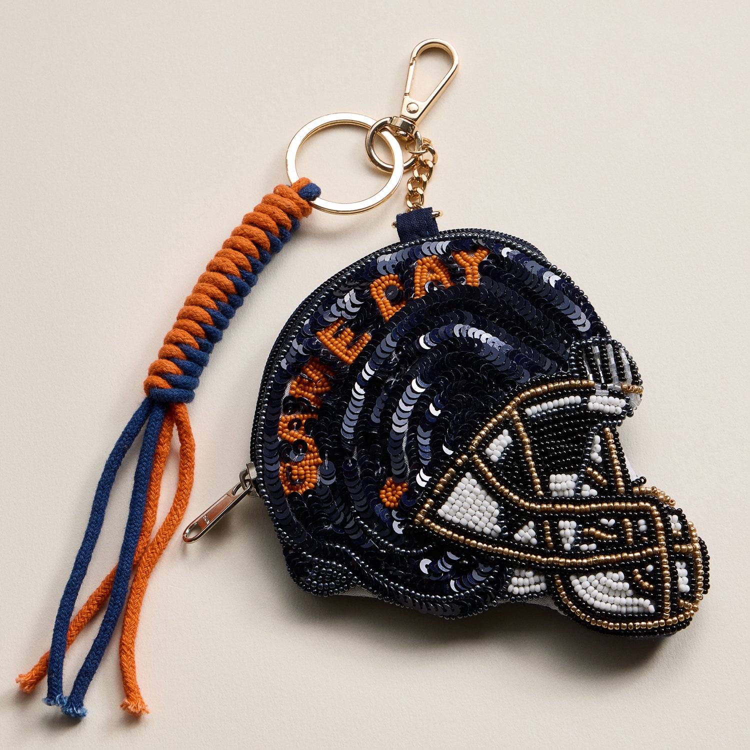Game Day Beaded Helmet Keychain Pouch – Team Colors