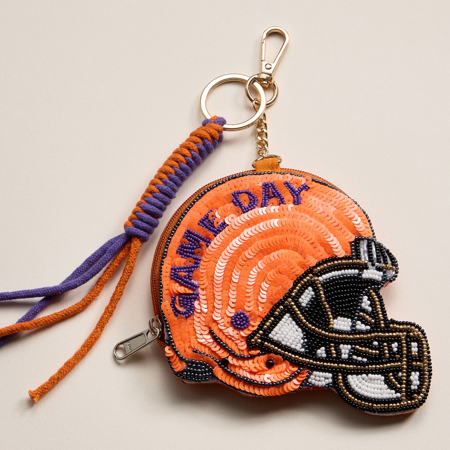 Game Day Beaded Helmet Keychain Pouch – Team Colors