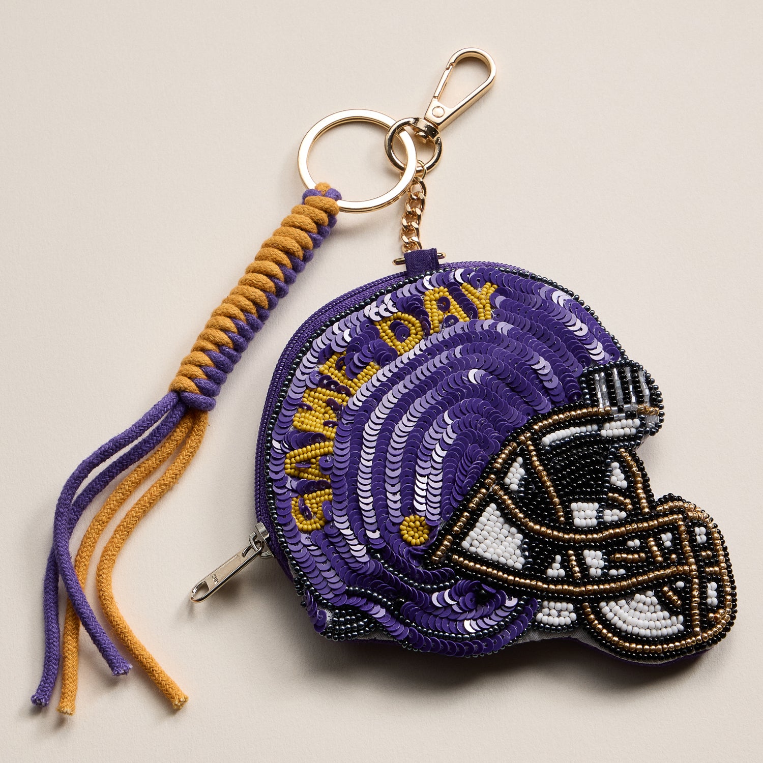 Game Day Beaded Helmet Keychain Pouch – Team Colors