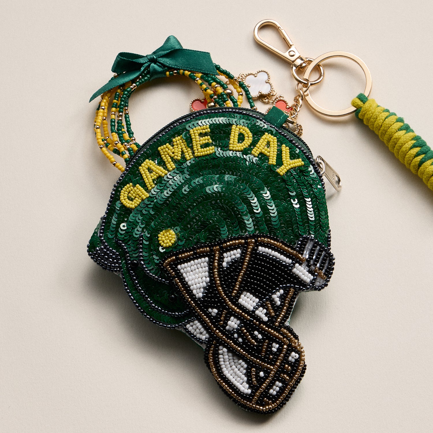 Game Day Beaded Helmet Keychain Pouch – Team Colors