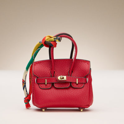 Mini Leather Charm with Scarf Accent