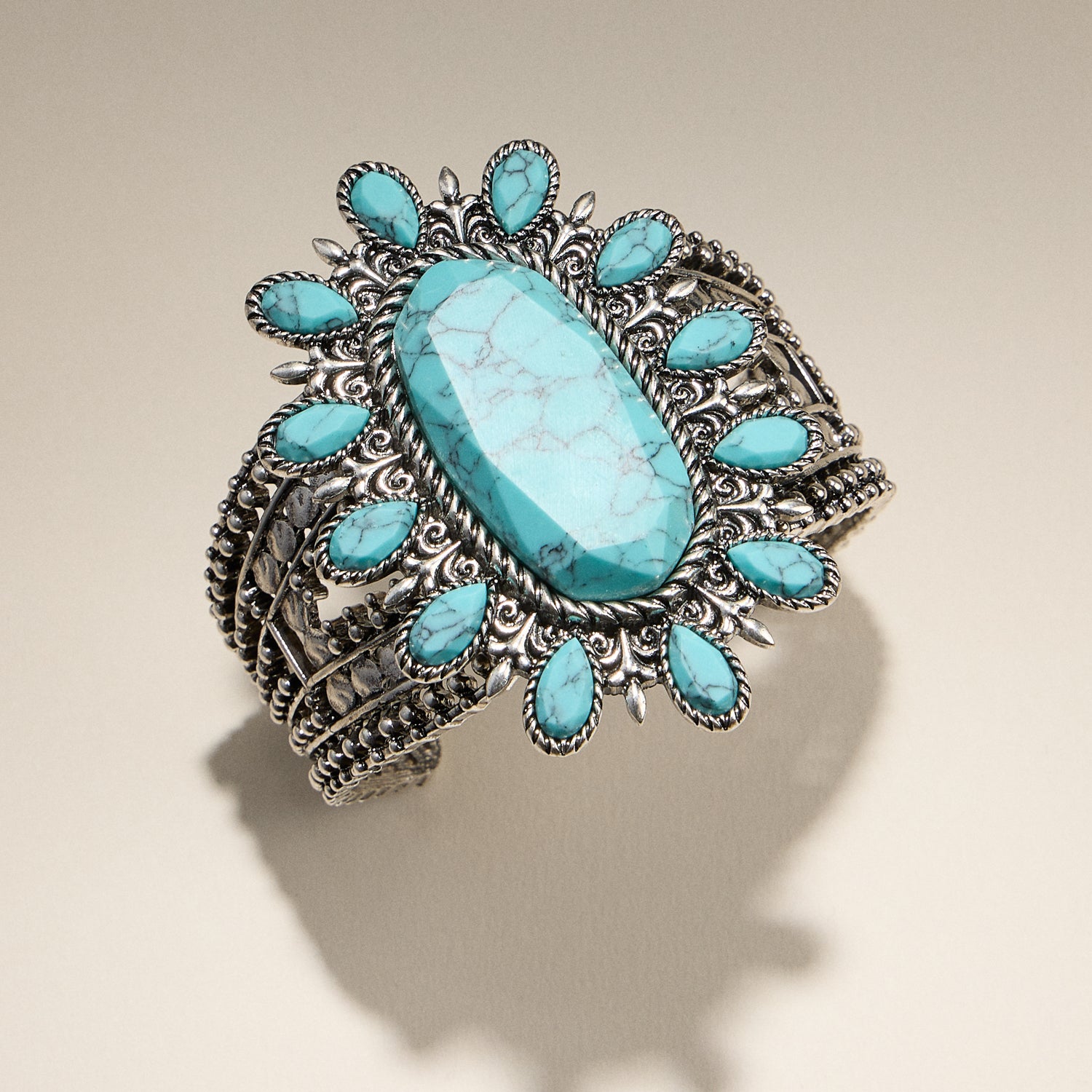 Bold Turquoise Stone Cuff Bracelet