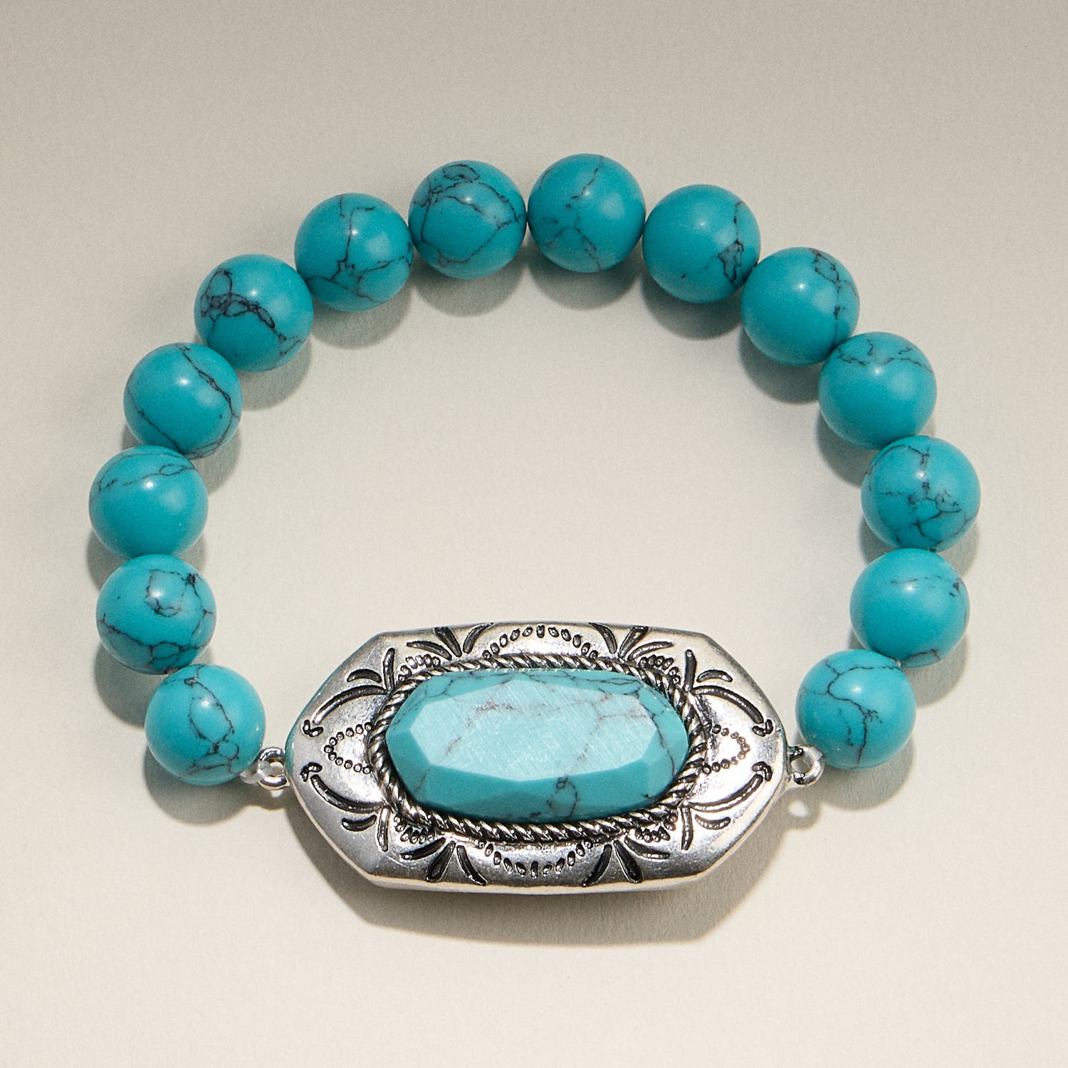 Turquoise Bead Bracelet with Focal Gemstone