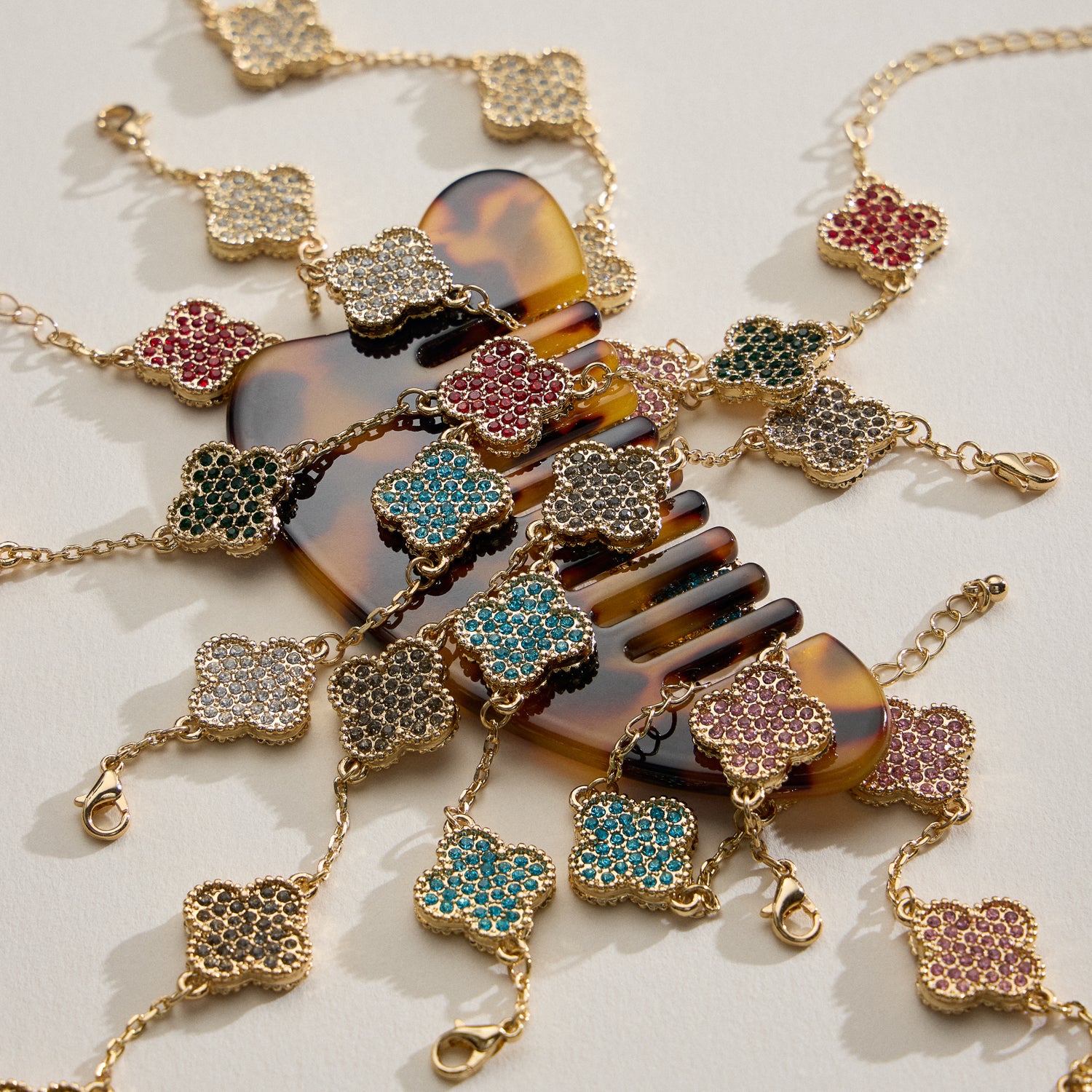 Colorful Shell Charm Bracelet with Gold Detailing