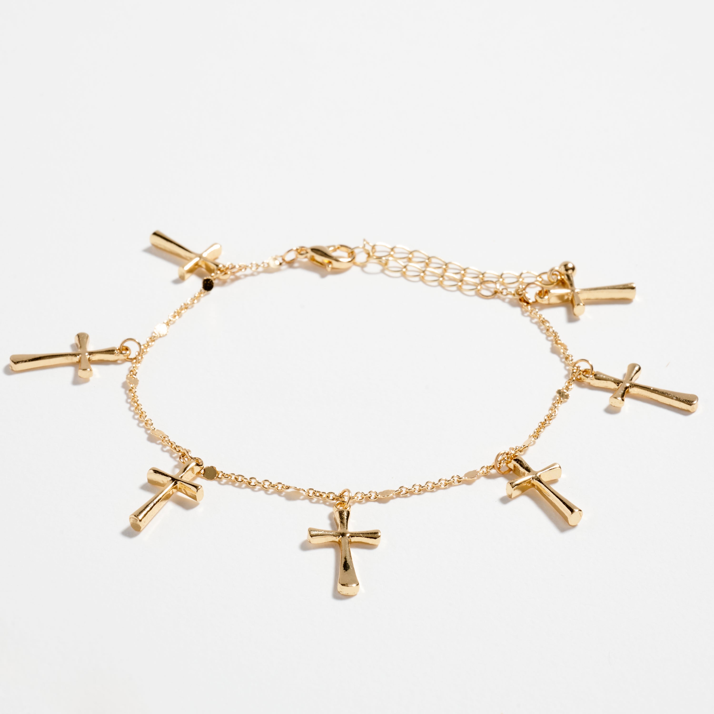 Multi-Chain Gold-Dipped Bracelet Set with Cross Details