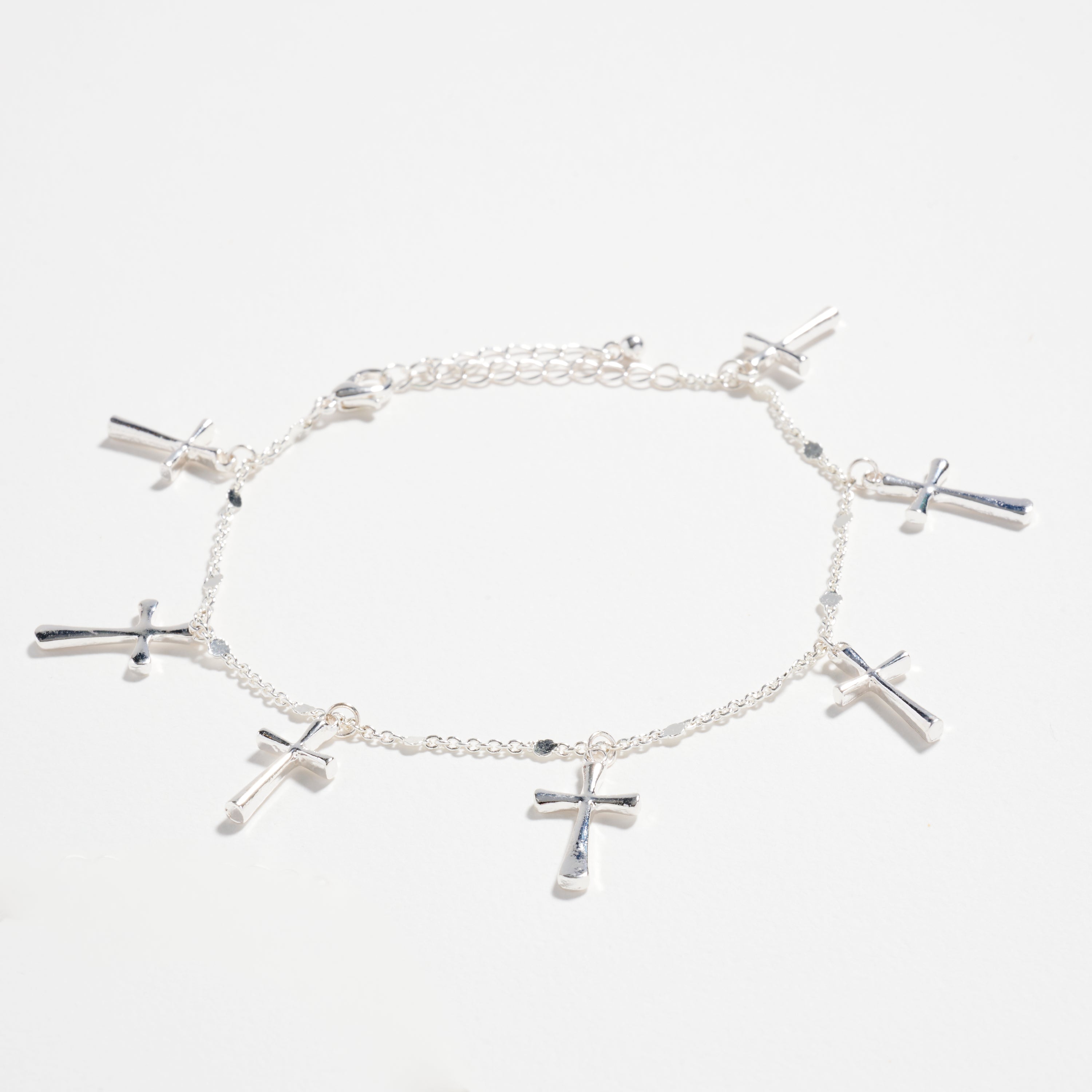 Multi-Chain Gold-Dipped Bracelet Set with Cross Details