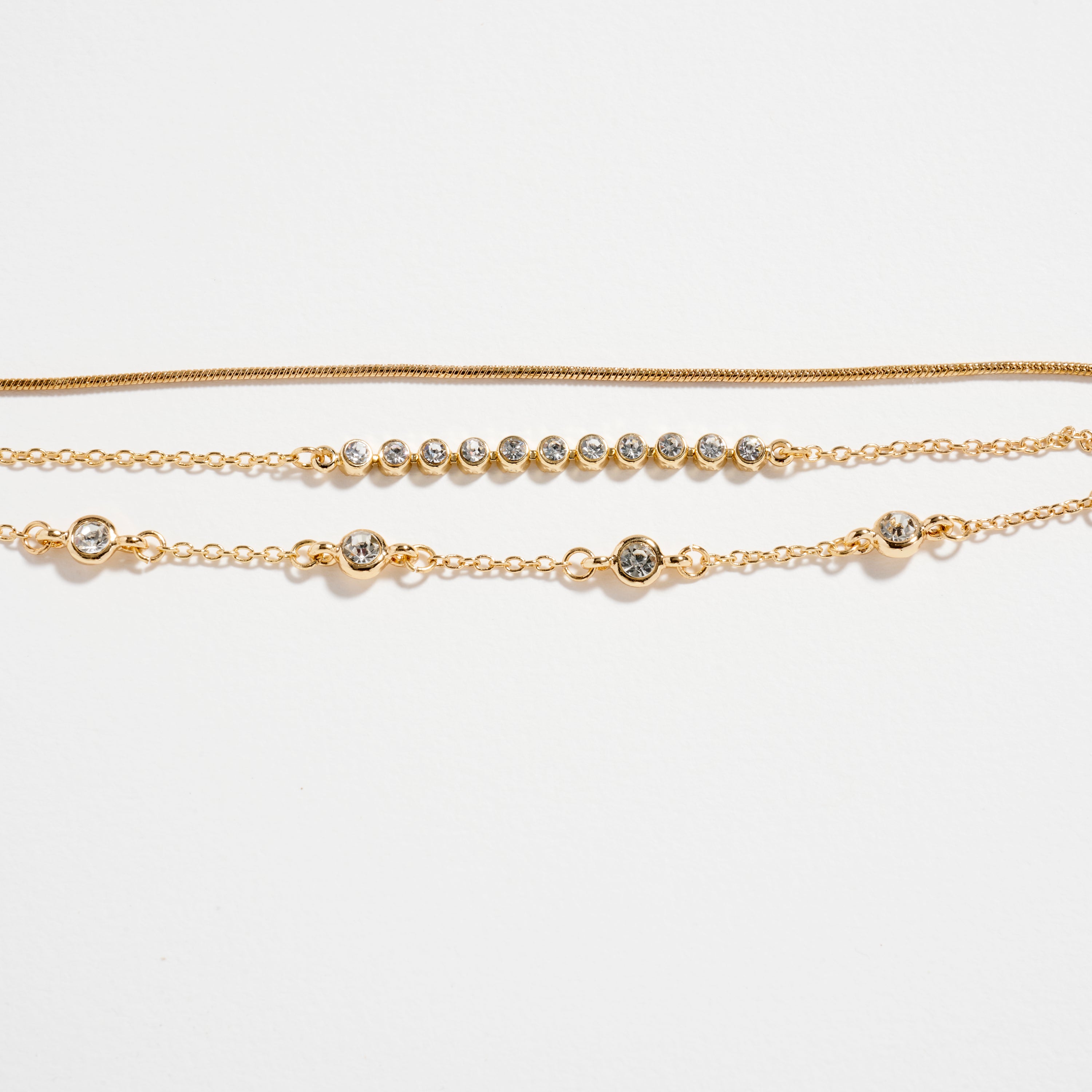 Gold-dipped Layered Crystal Bracelet Set – Multi-Chain Adjustable Dainty Bracelets
