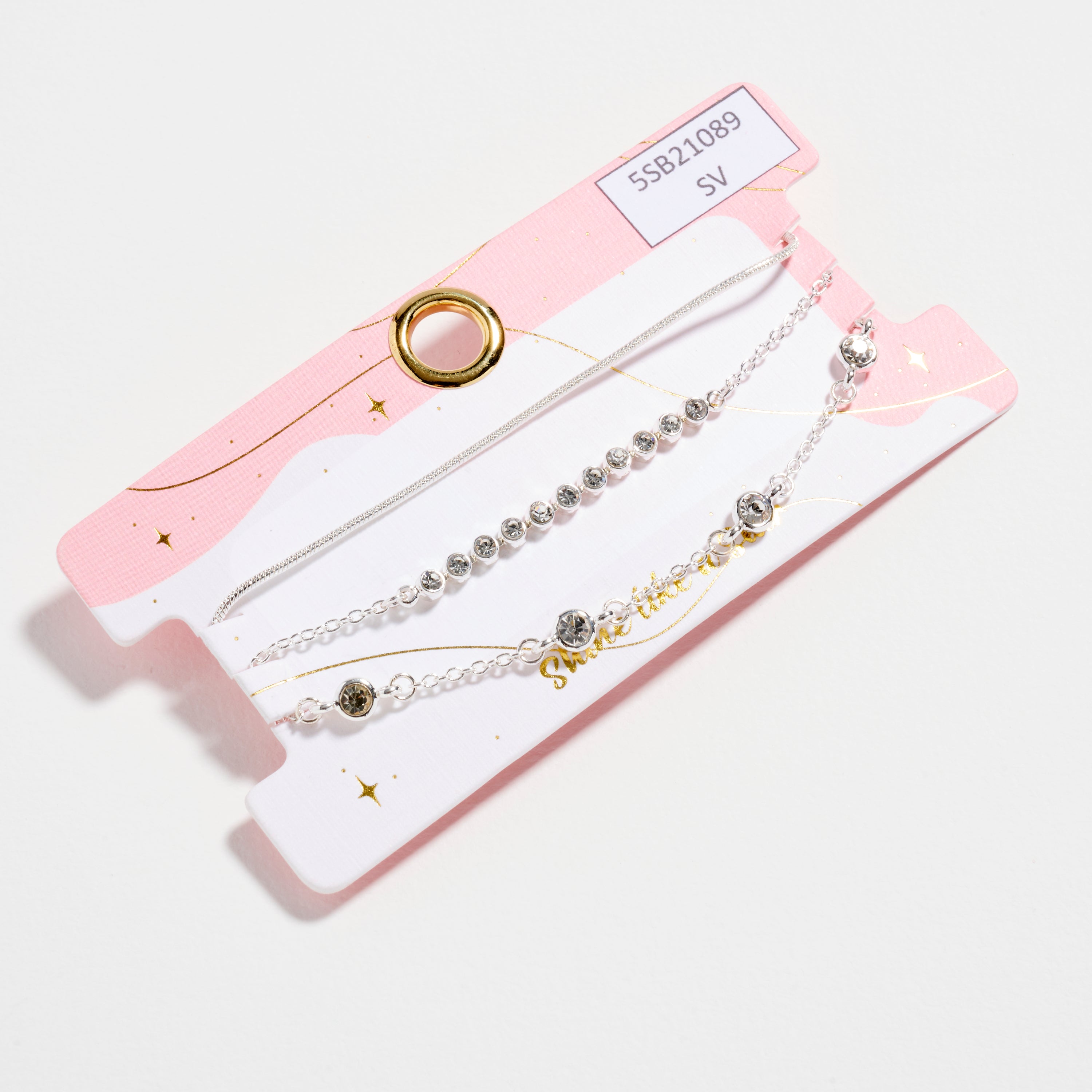 Gold-dipped Layered Crystal Bracelet Set | Multi-Chain Adjustable Dainty Bracelets