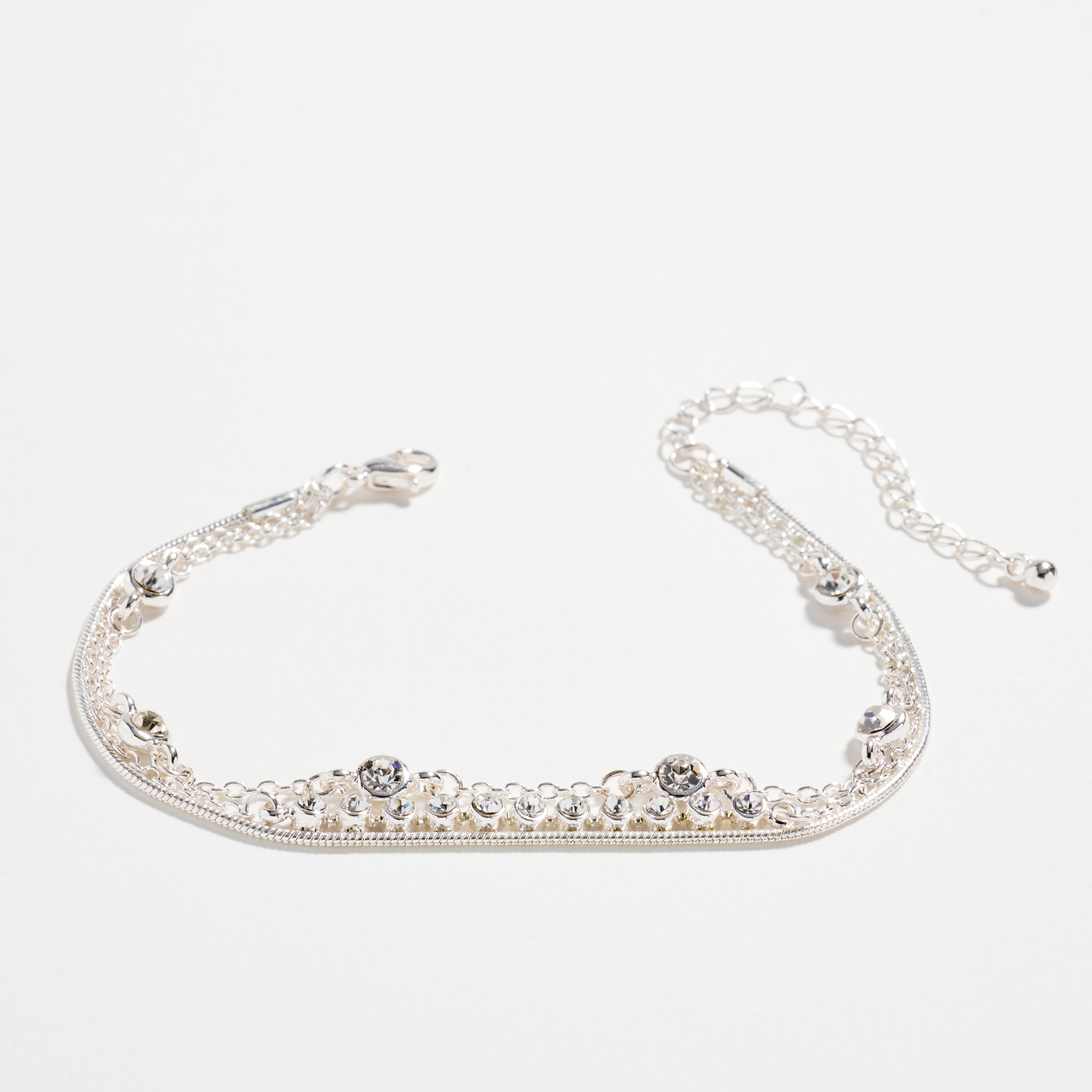 Gold-dipped Layered Crystal Bracelet Set | Multi-Chain Adjustable Dainty Bracelets