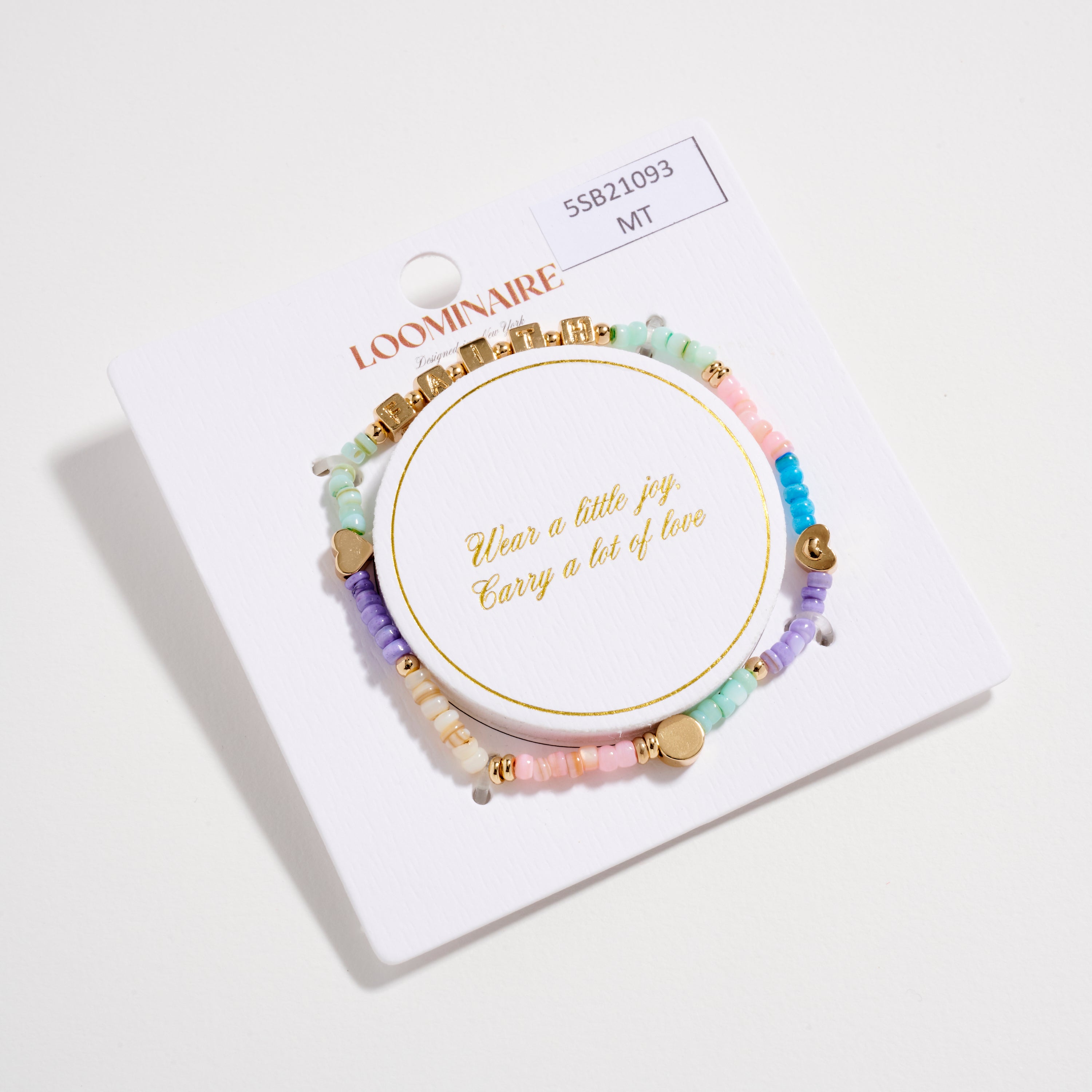 Beaded Stretch Bracelet with “FAITH” Letter Charms