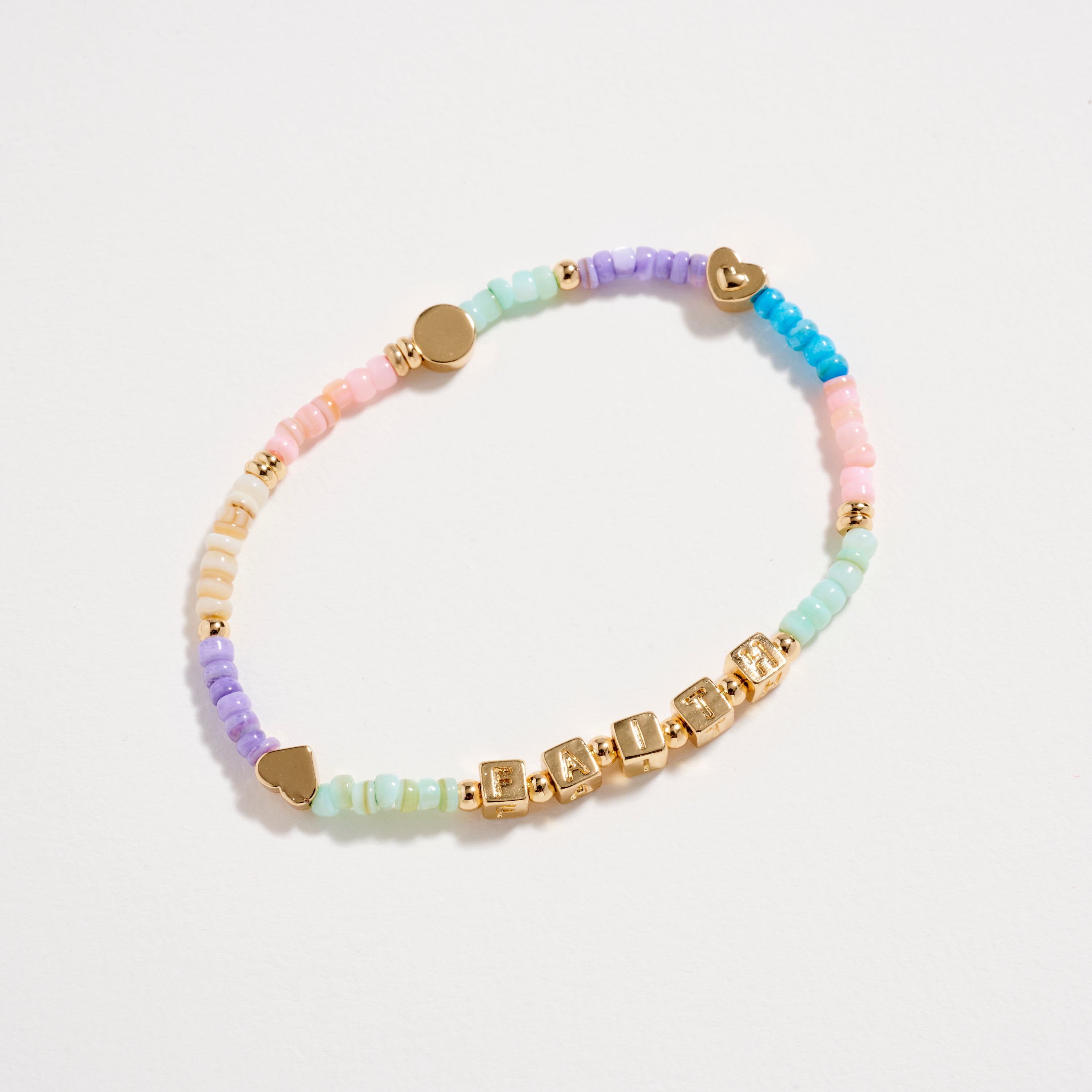 Beaded Stretch Bracelet with “FAITH” Letter Charms