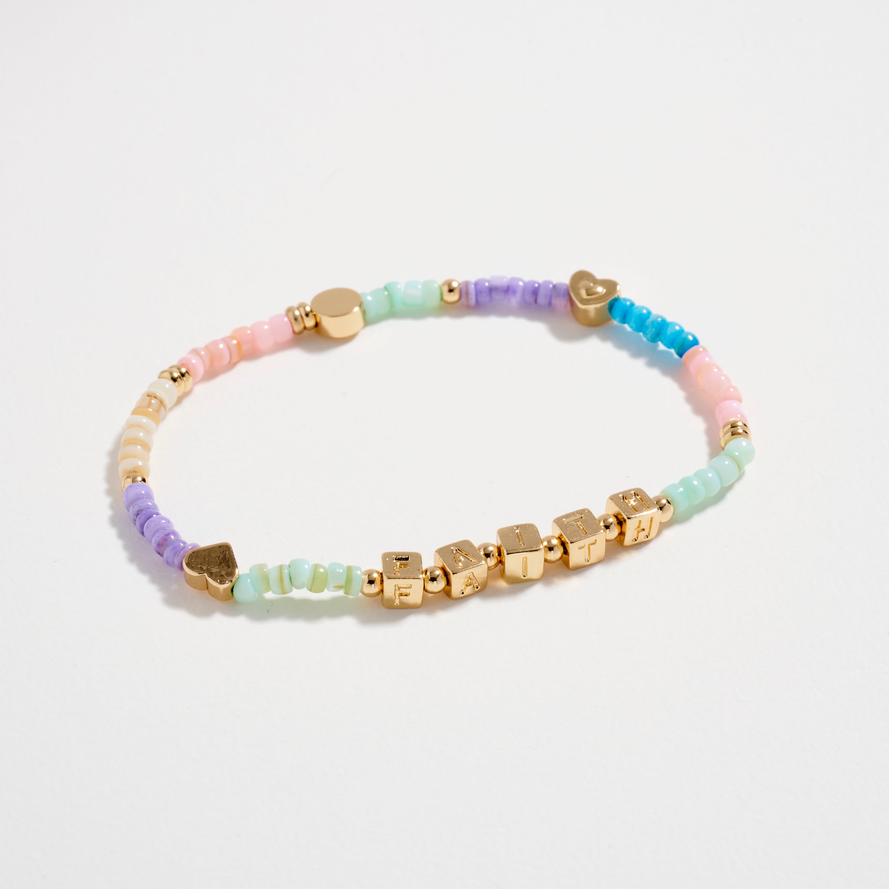 Beaded Stretch Bracelet with “FAITH” Letter Charms