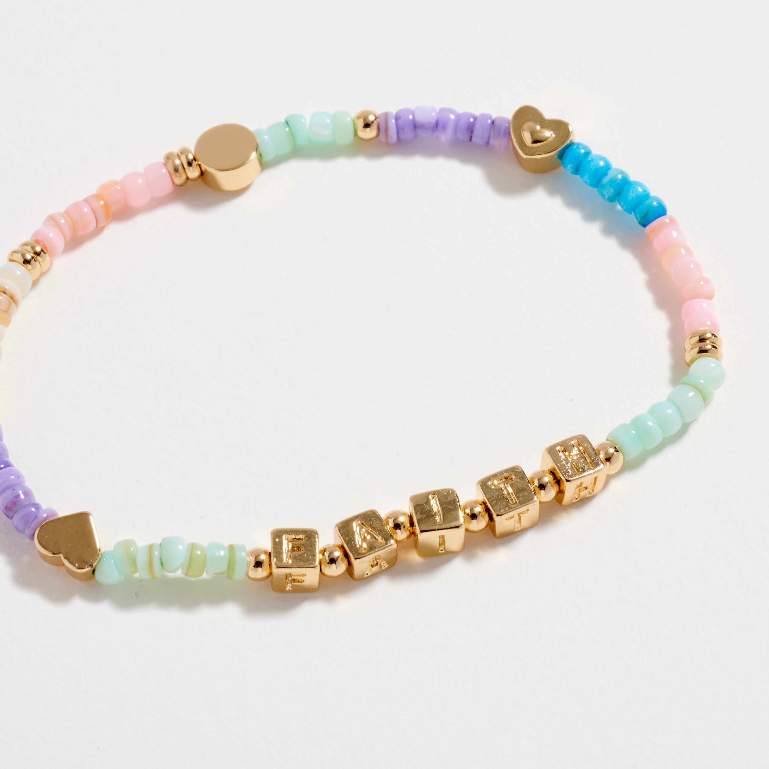 Beaded Stretch Bracelet with “FAITH” Letter Charms
