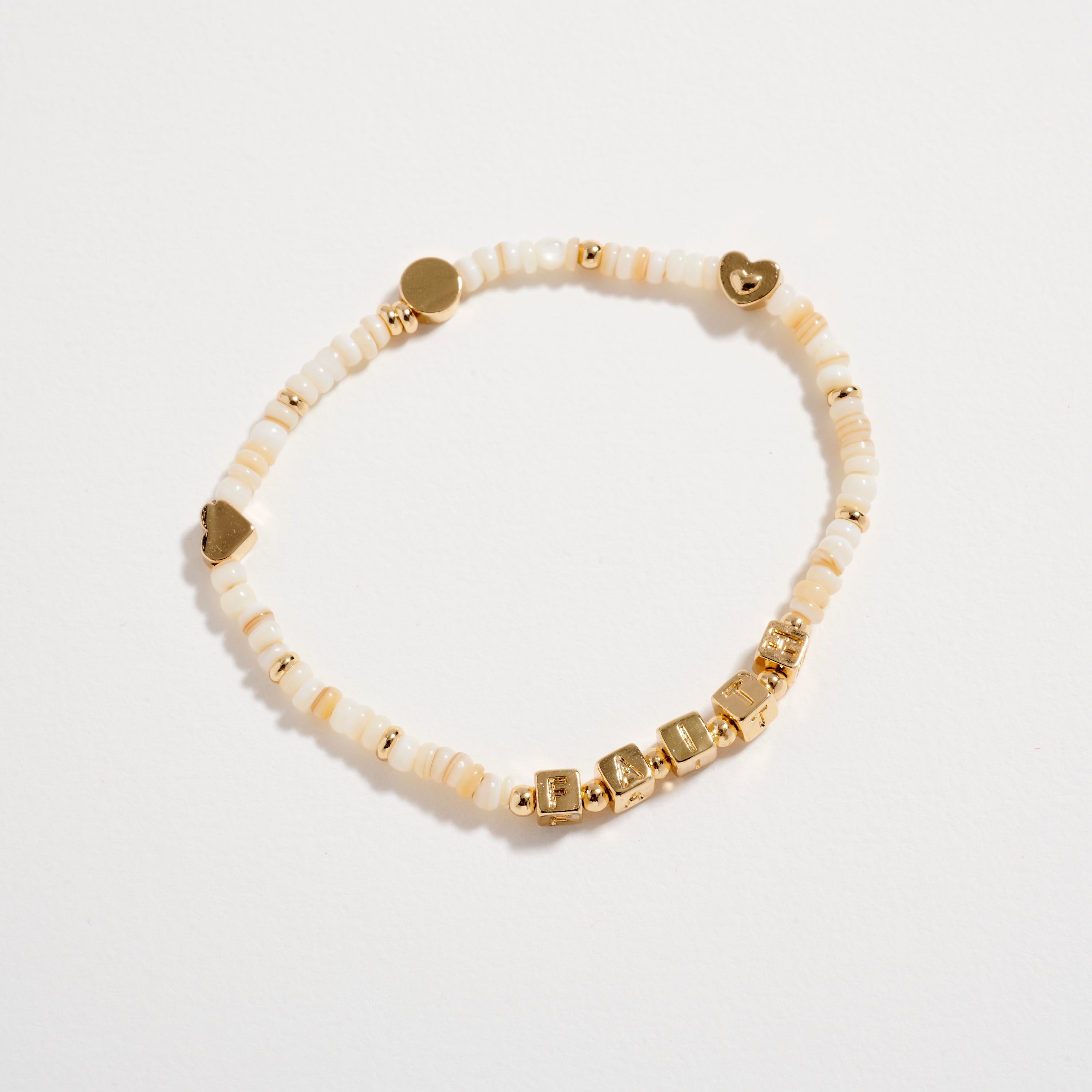 Beaded Stretch Bracelet with “FAITH” Letter Charms