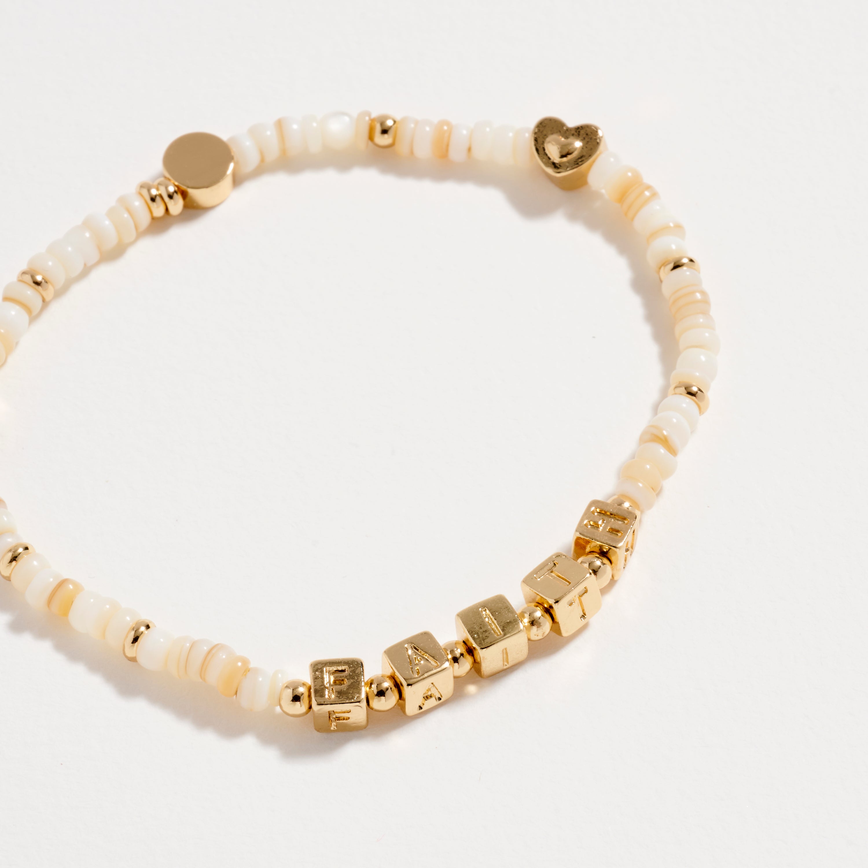 Beaded Stretch Bracelet with “FAITH” Letter Charms