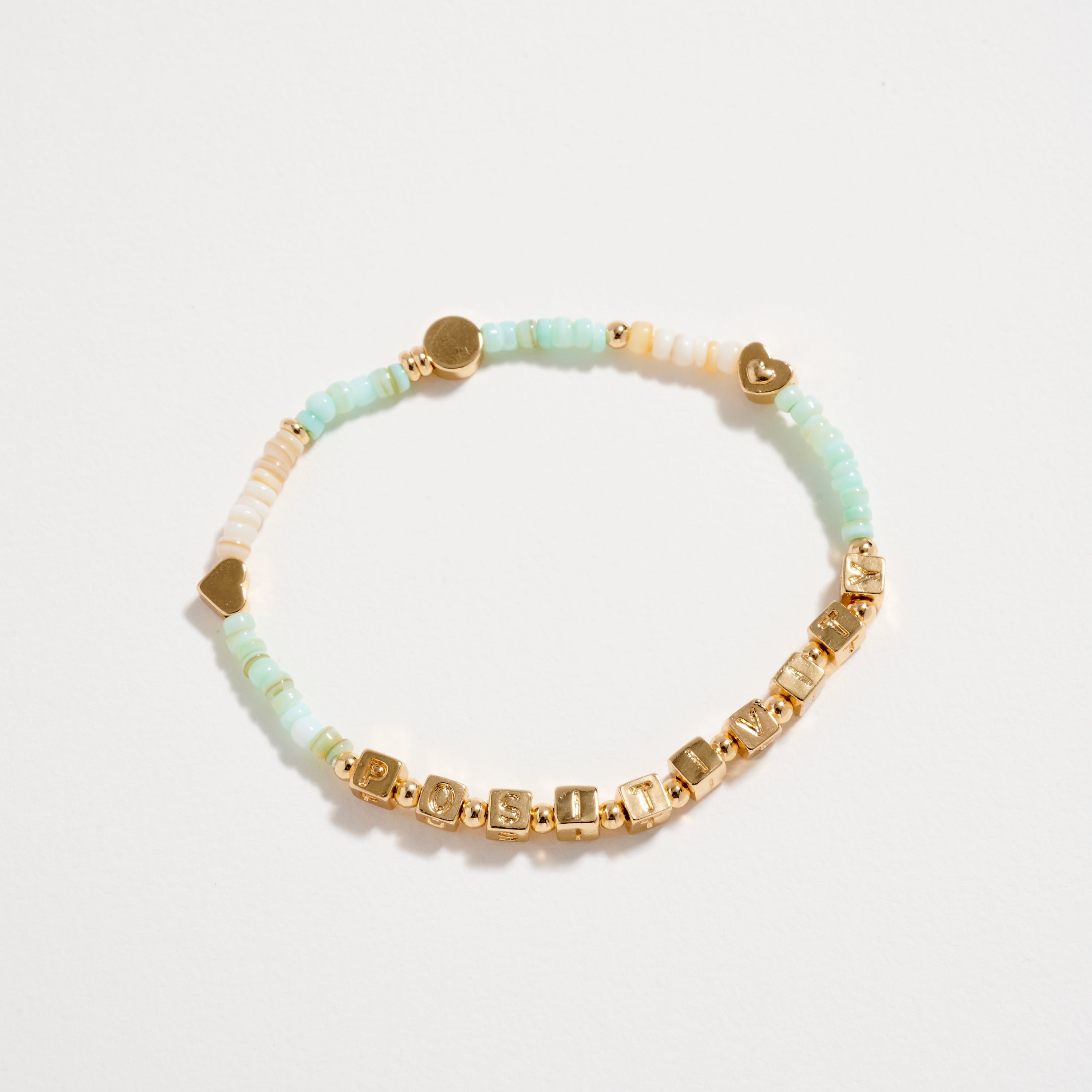 Beaded Stretch Bracelet with “POSITIVITY” Letter Charms