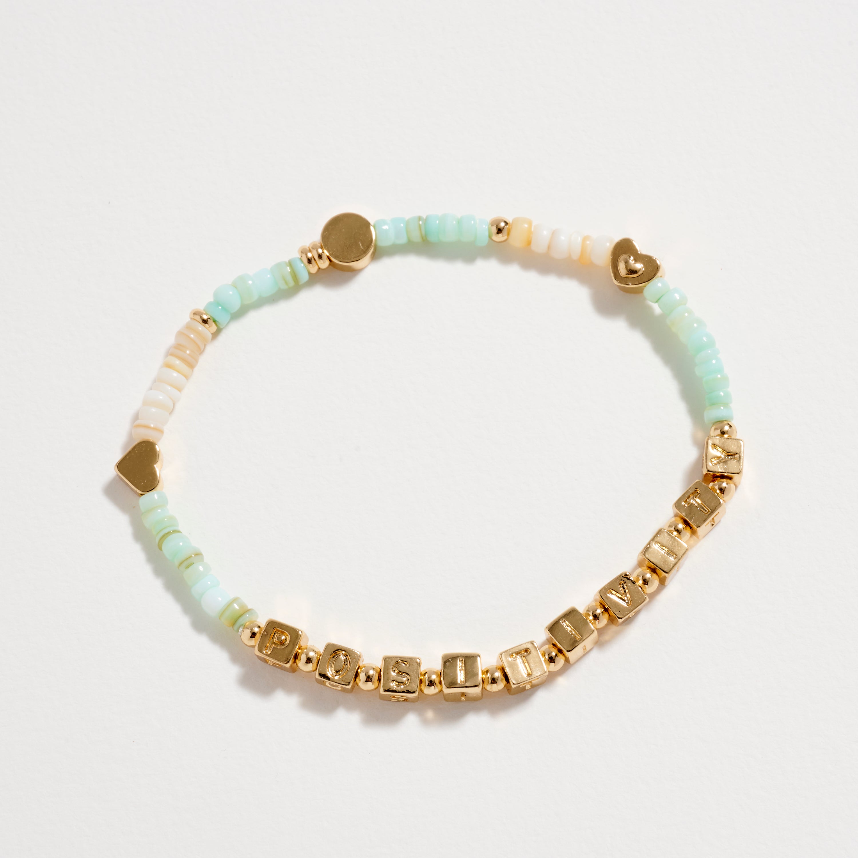 Beaded Stretch Bracelet with “POSITIVITY” Letter Charms