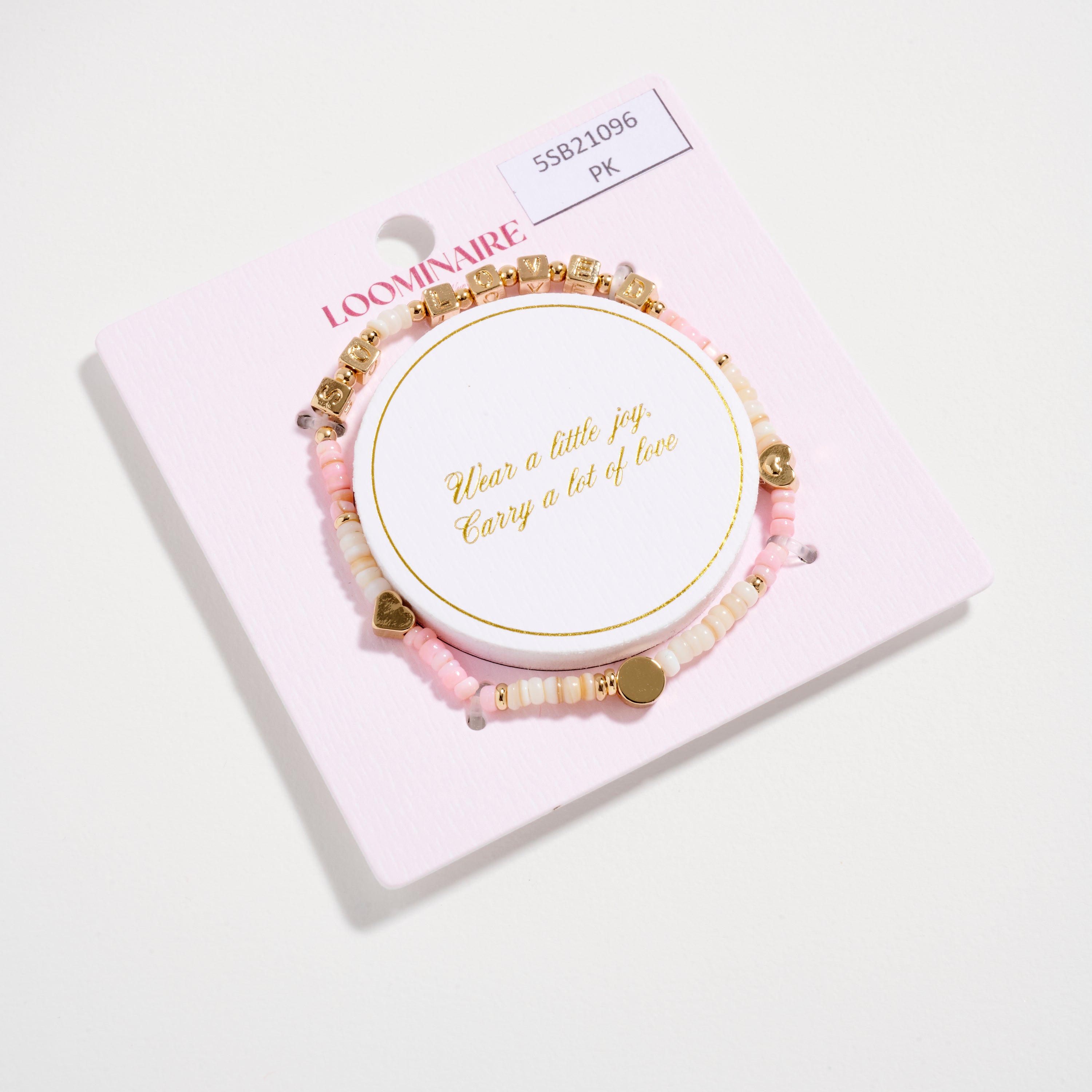 'SO LOVED' Elastic Bead Bracelet with Accents