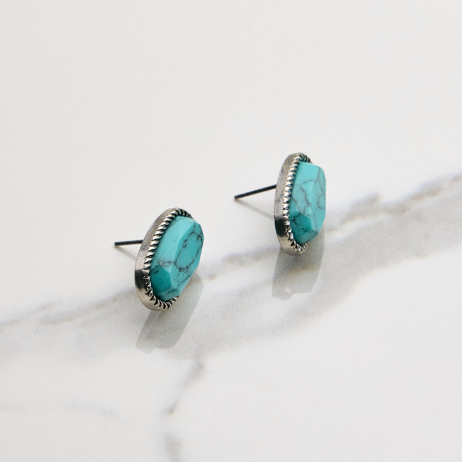 Turquoise Cabochon Oval Studs