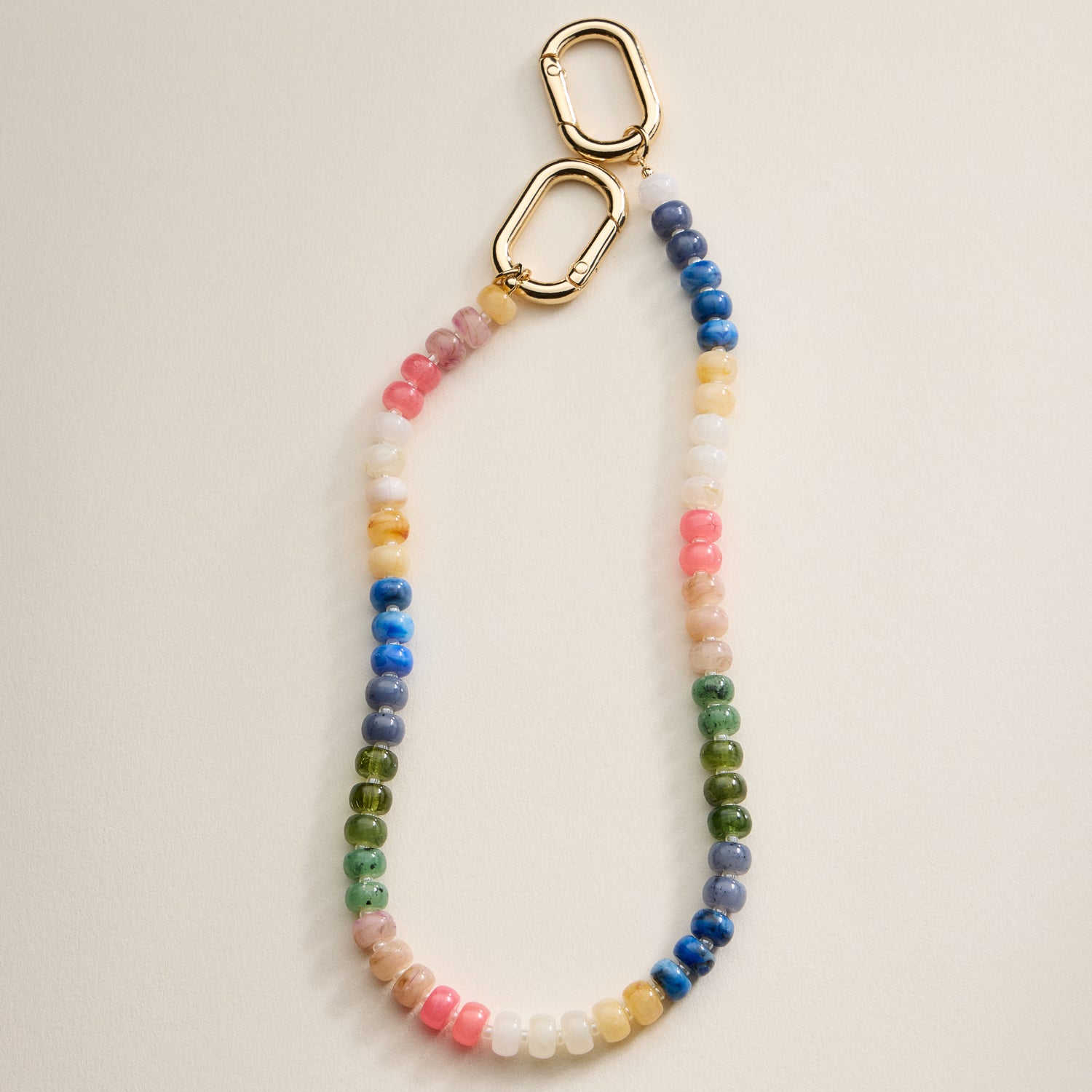 Colorful Beaded Bag Charm with Gold Clasp Trendy Accessory - Frem