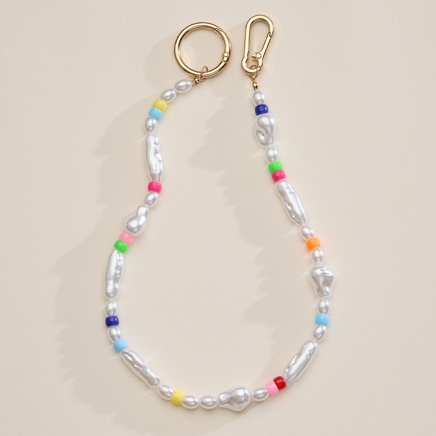 Freshwater Pearl Keychain with Neon Beads