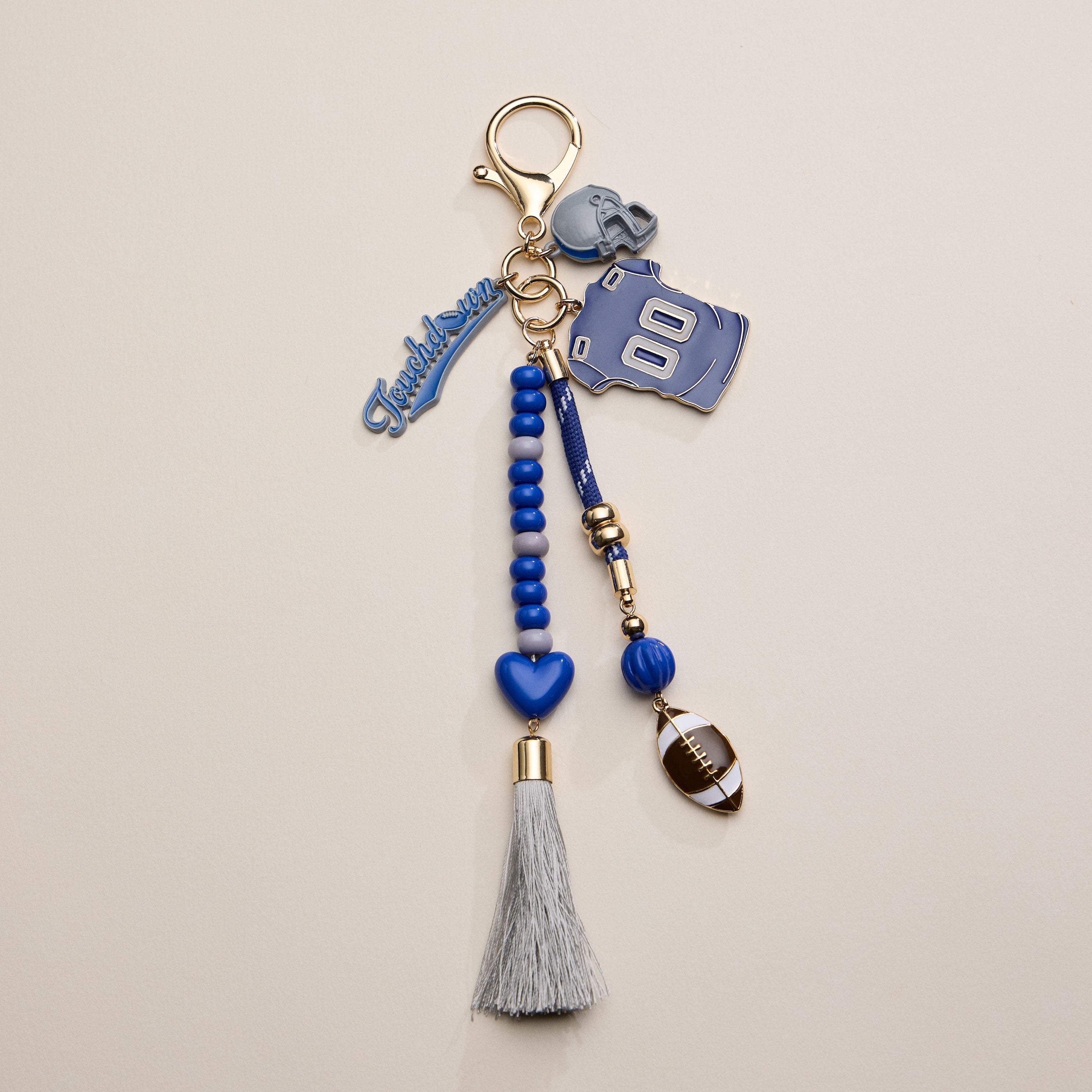 NFL Team Keychain – Football Jersey, Helmet, Touchdown Charm & Tassel Bag Accessory