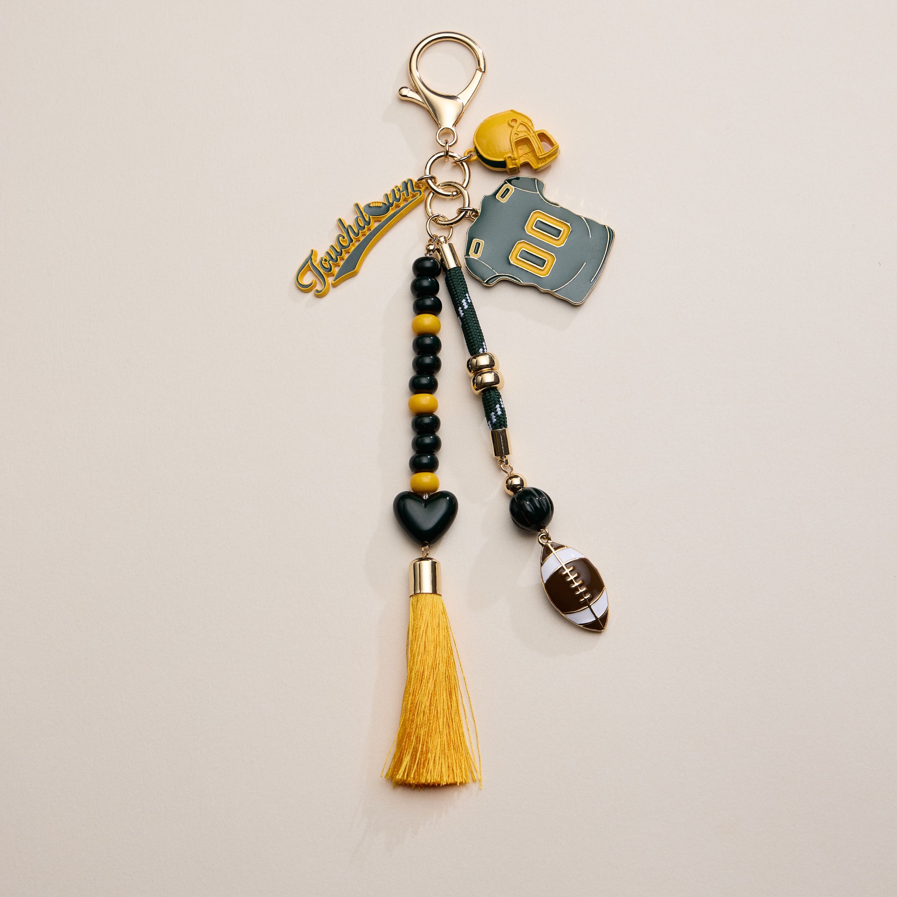 NFL Team Keychain – Football Jersey, Helmet, Touchdown Charm & Tassel Bag Accessory