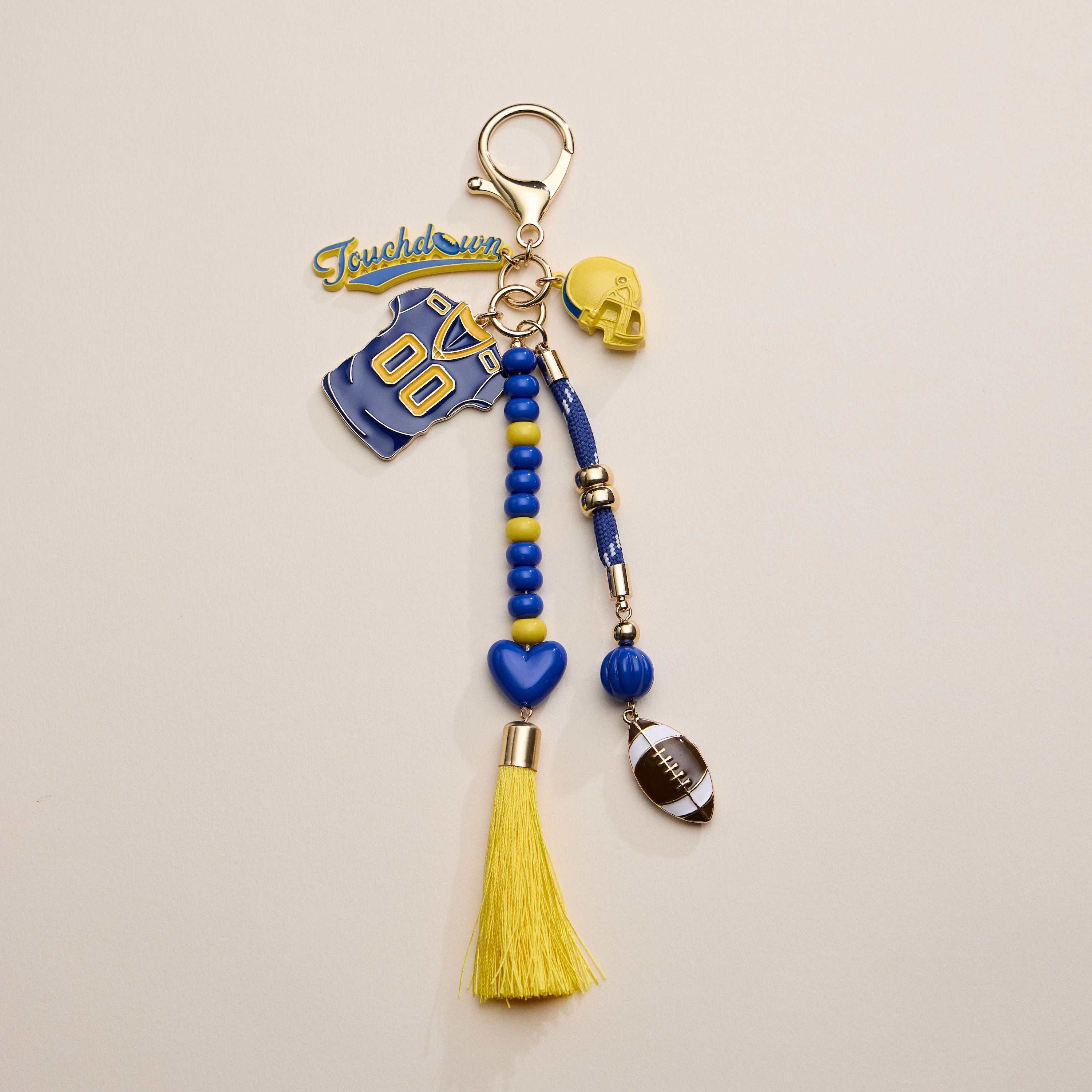 NFL Team Keychain – Football Jersey, Helmet, Touchdown Charm & Tassel Bag Accessory