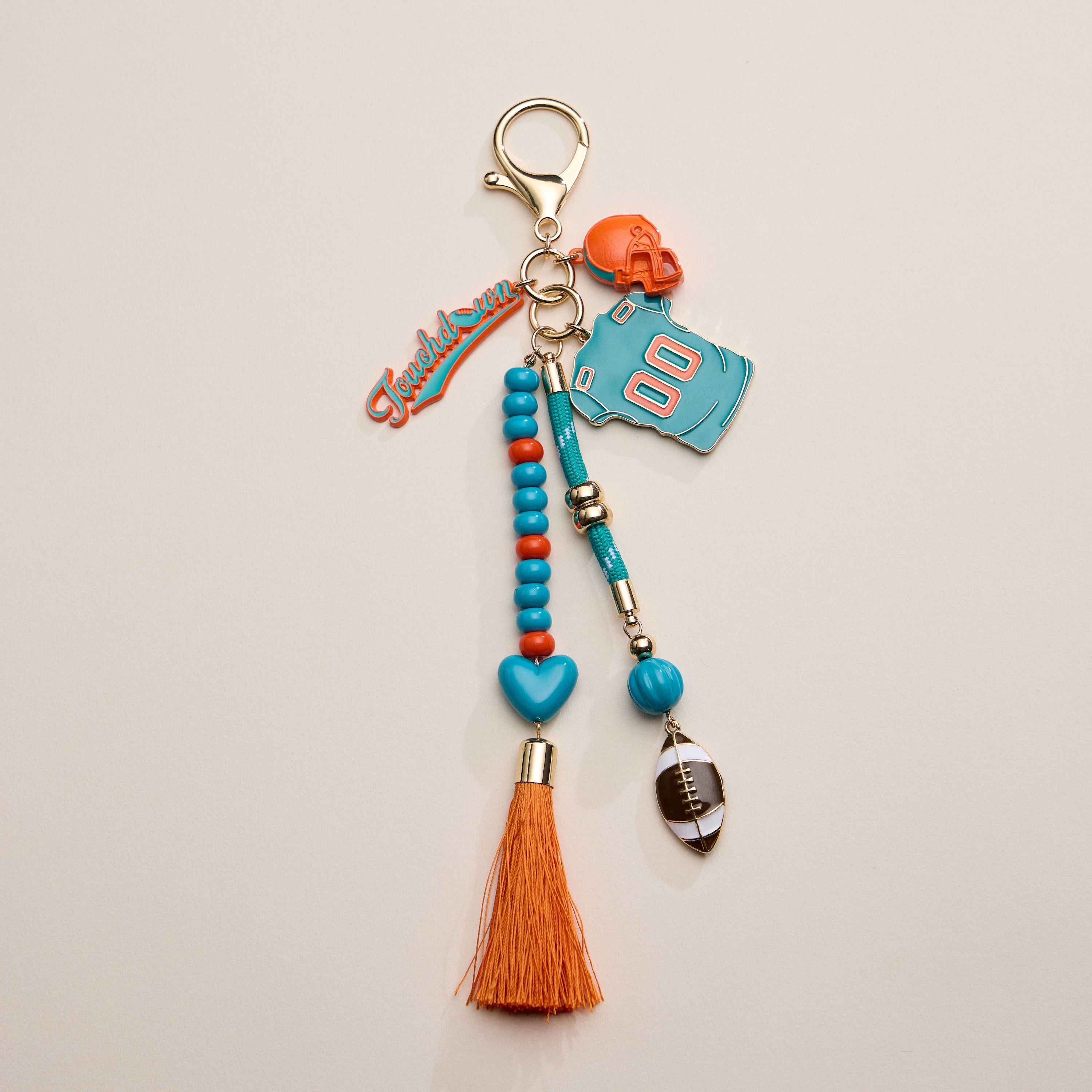 NFL Team Keychain – Football Jersey, Helmet, Touchdown Charm & Tassel Bag Accessory