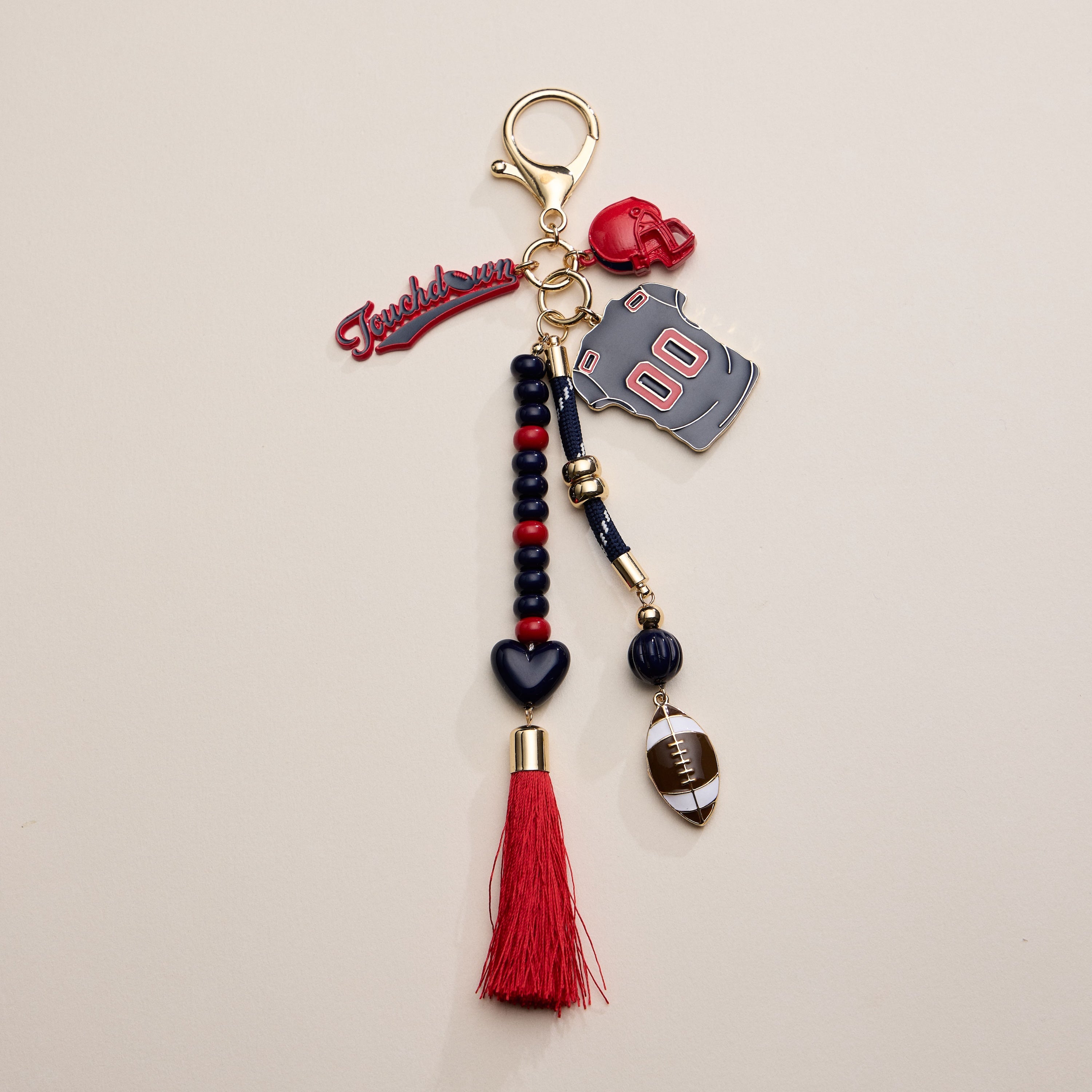 NFL Team Keychain – Football Jersey, Helmet, Touchdown Charm & Tassel Bag Accessory