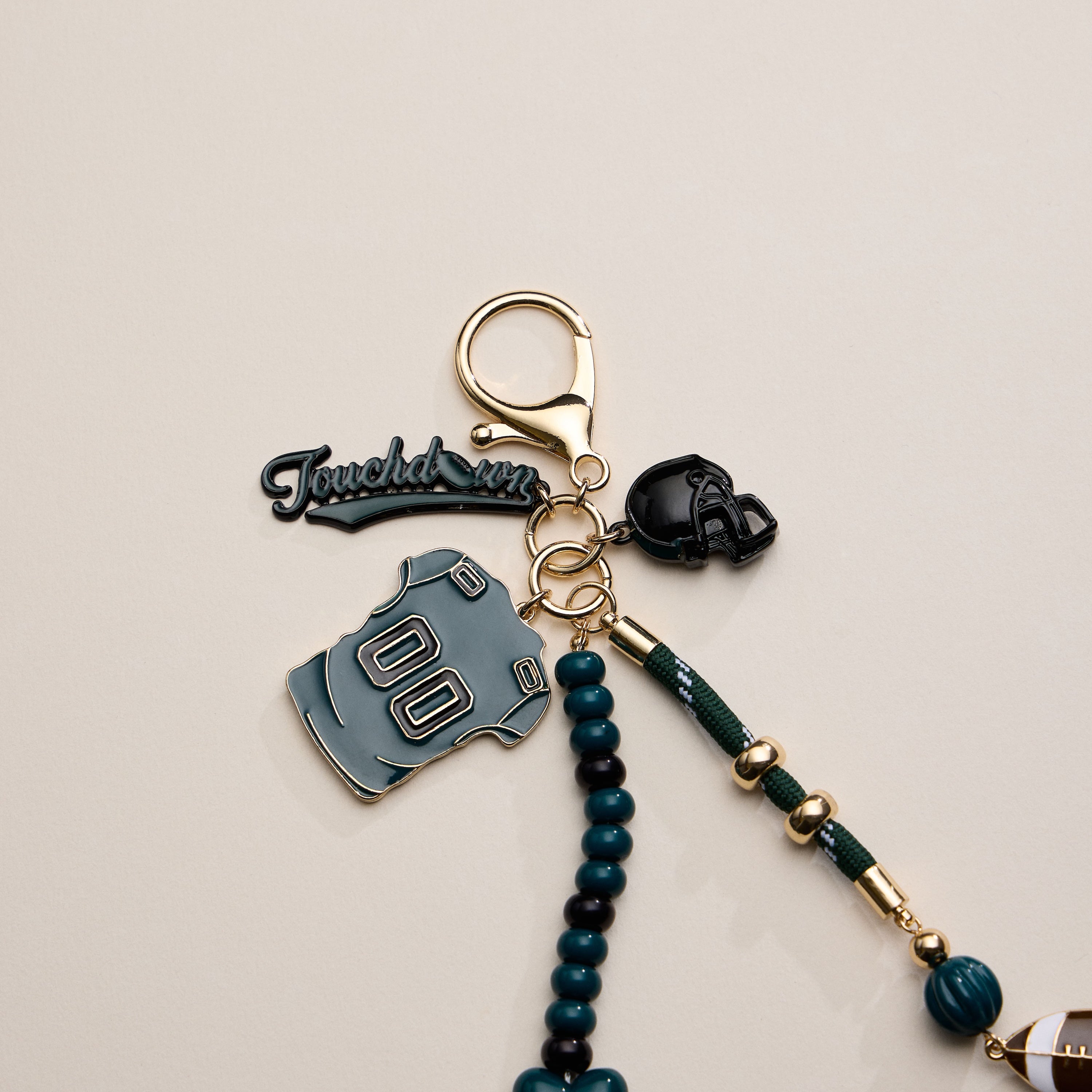 NFL Team Gameday Football Keychain – Football Jersey, Helmet, Touchdown Charm & Tassel Bag Accessory