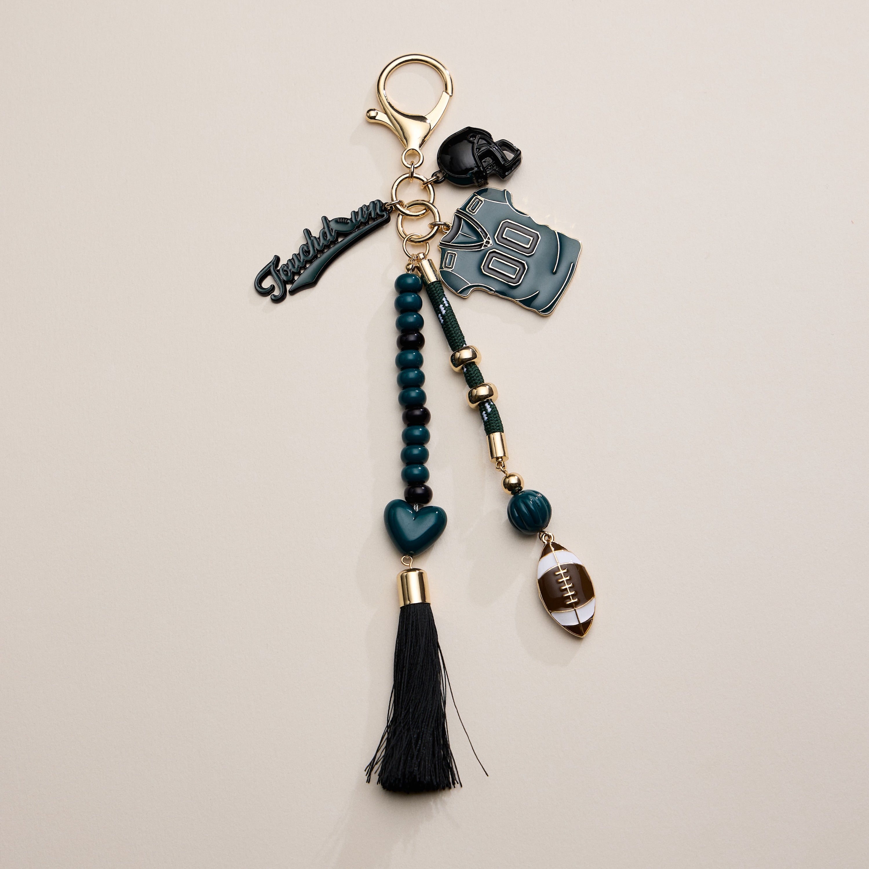 NFL Team Keychain – Football Jersey, Helmet, Touchdown Charm & Tassel Bag Accessory