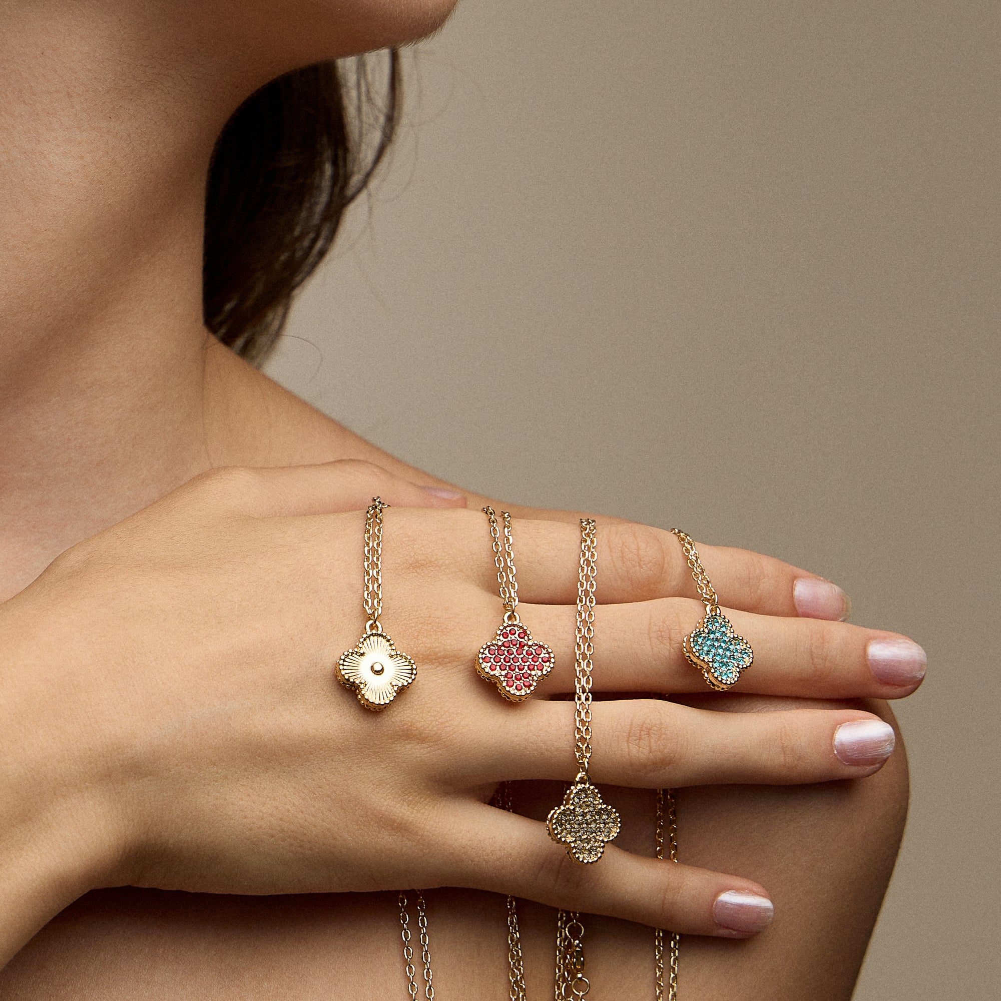 Pavé Crystal Pendant Necklaces with Dainty Beaded Detailing