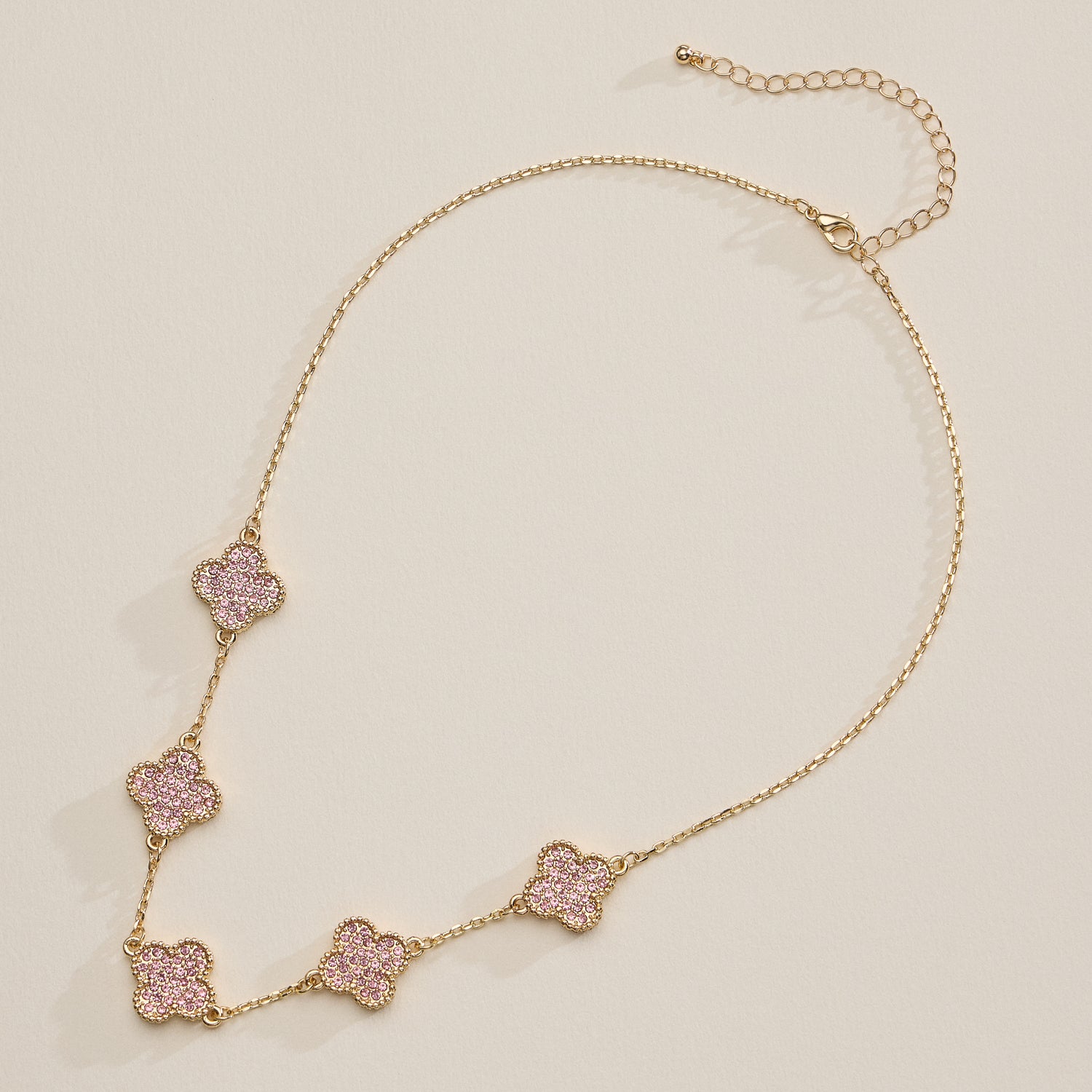 Gold Station Necklace with Pavé Crystal Charms