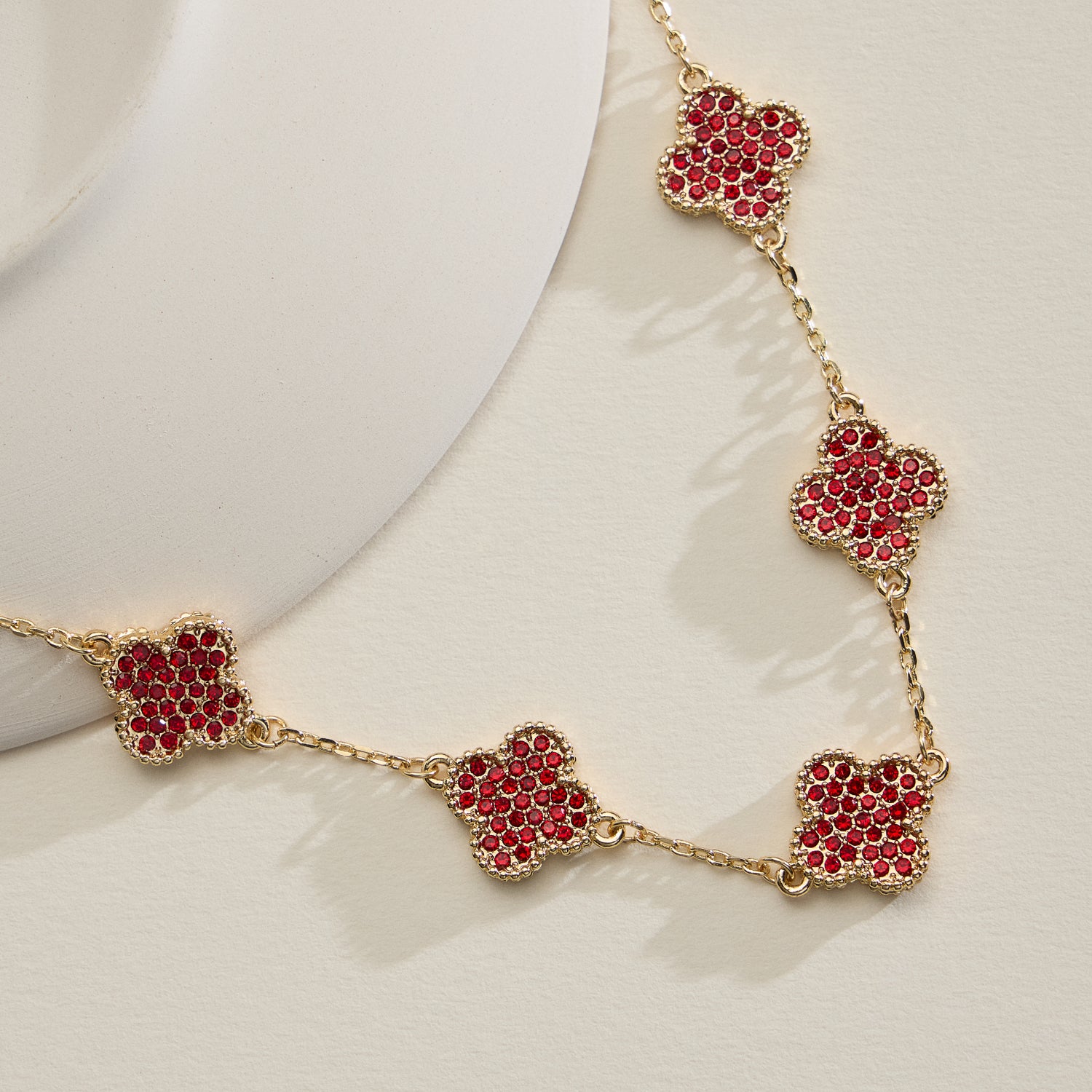 Gold Station Necklace with Pavé Crystal Charms