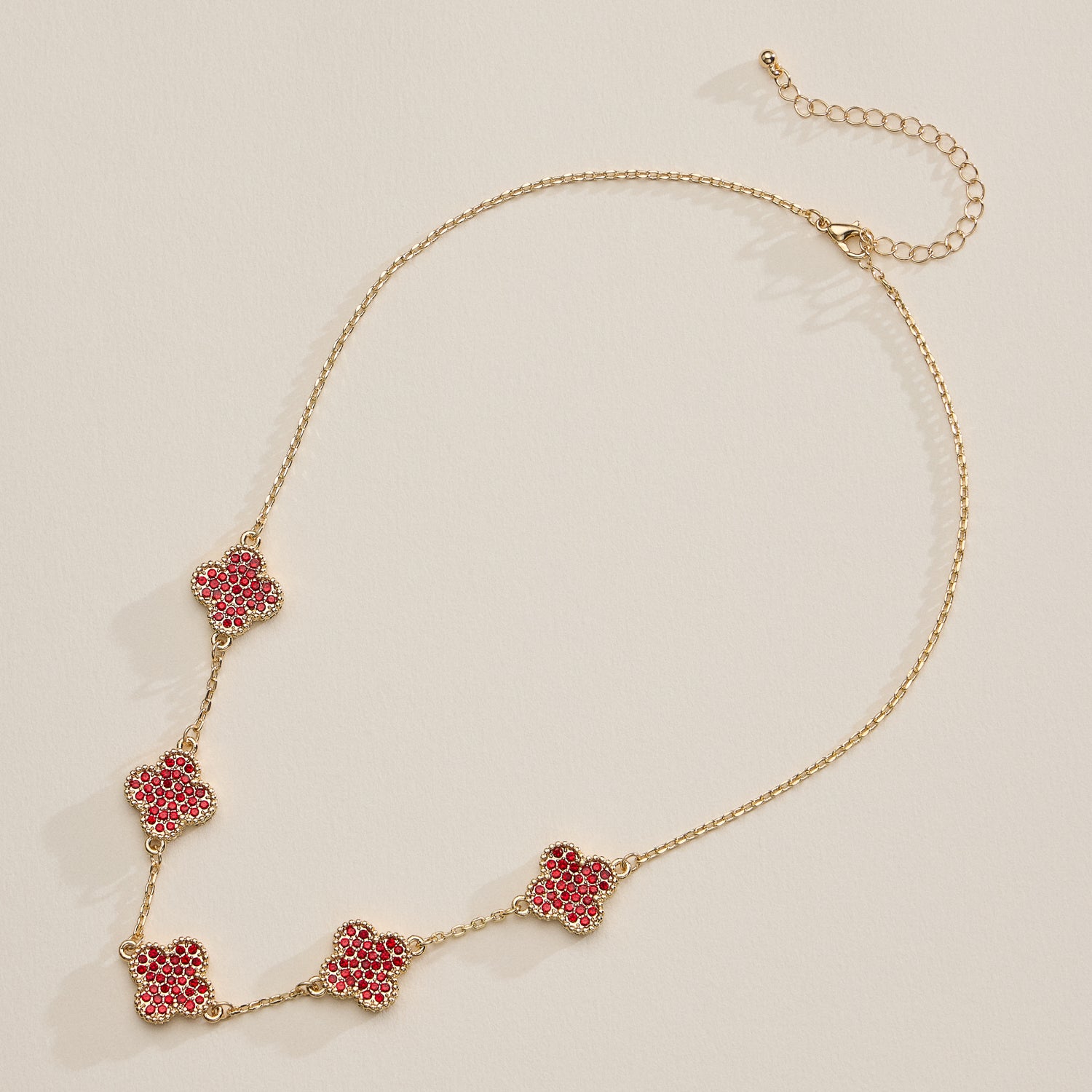 Gold Station Necklace with Pavé Crystal Charms