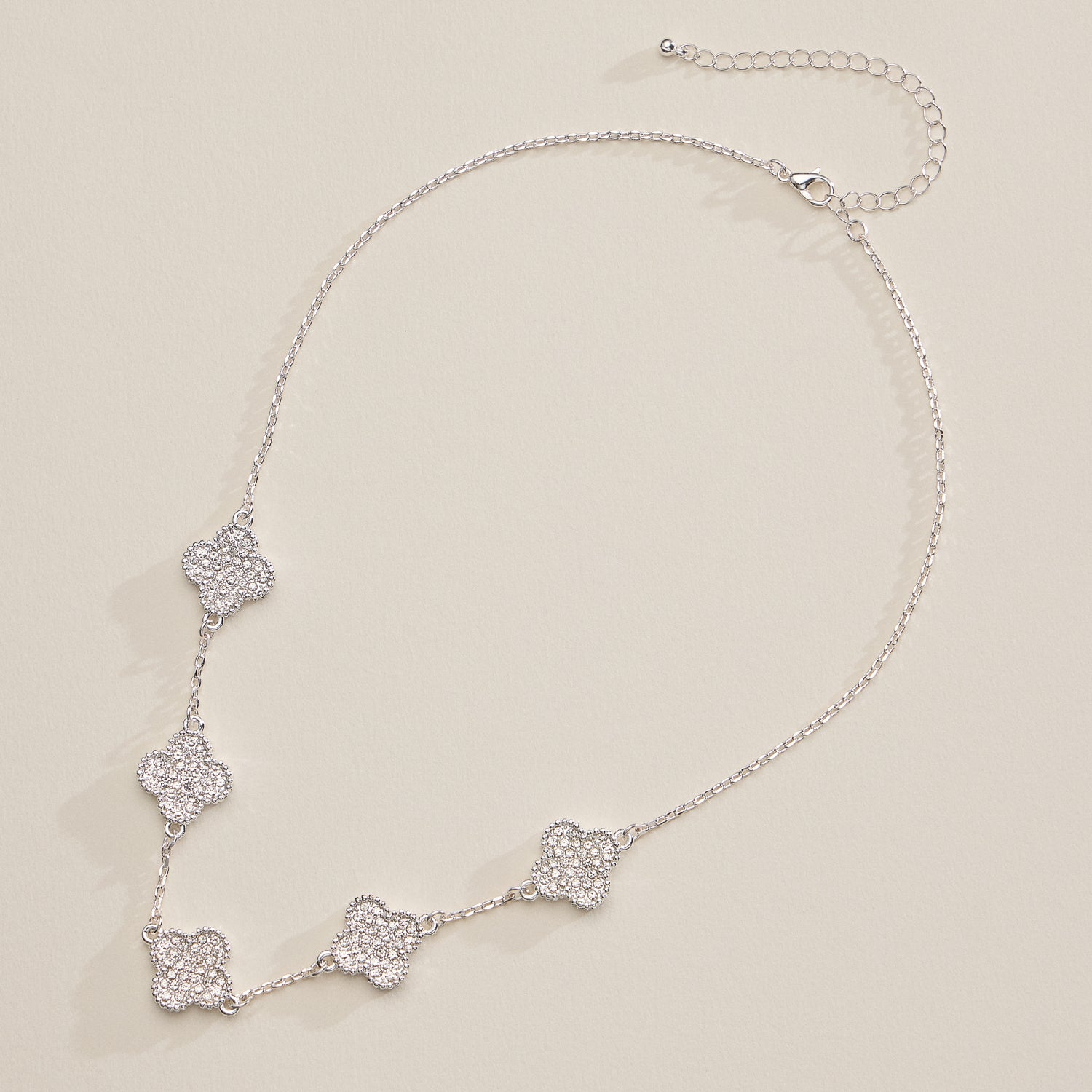 Gold Station Necklace with Pavé Crystal Charms